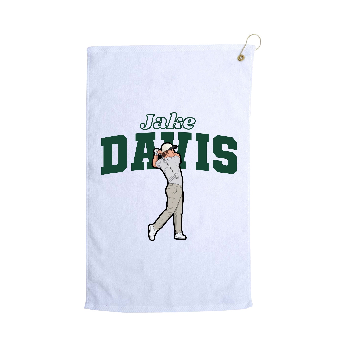 Golf Towel — Name Arch in White