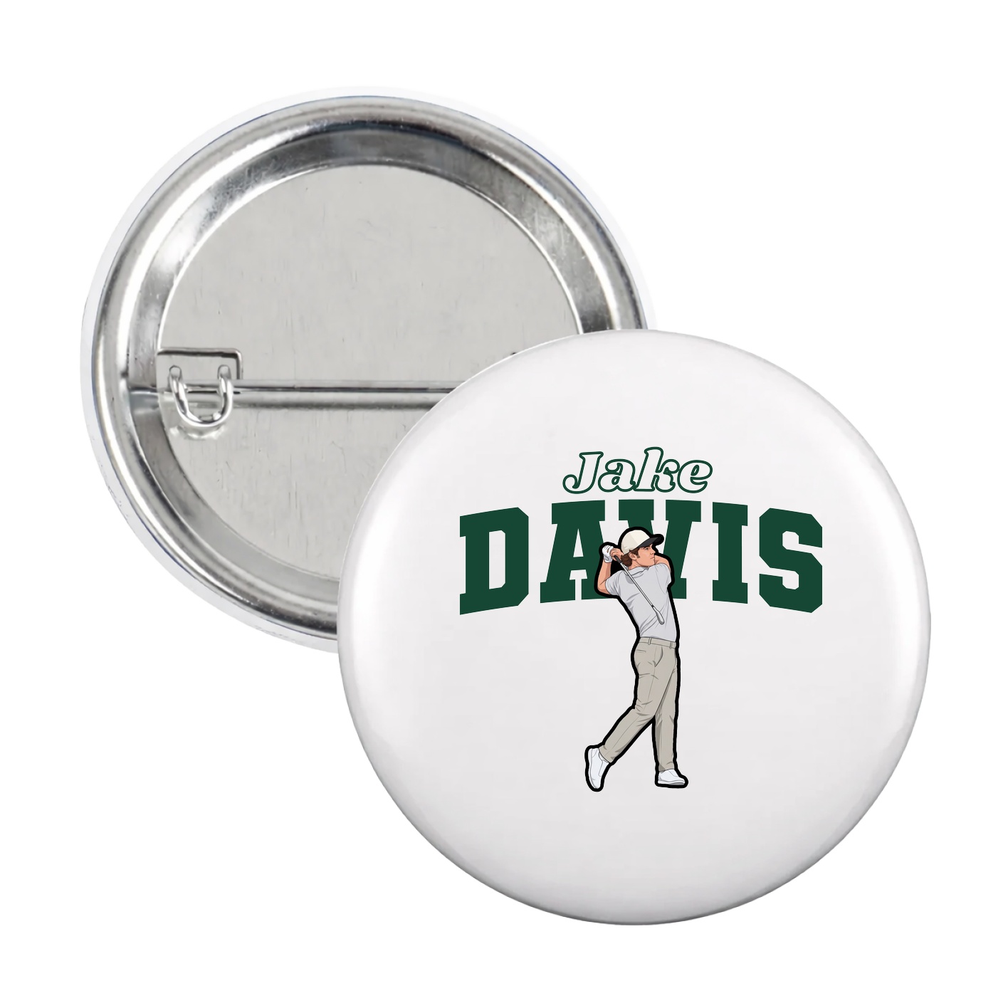Game Day Button — Name Arch in White