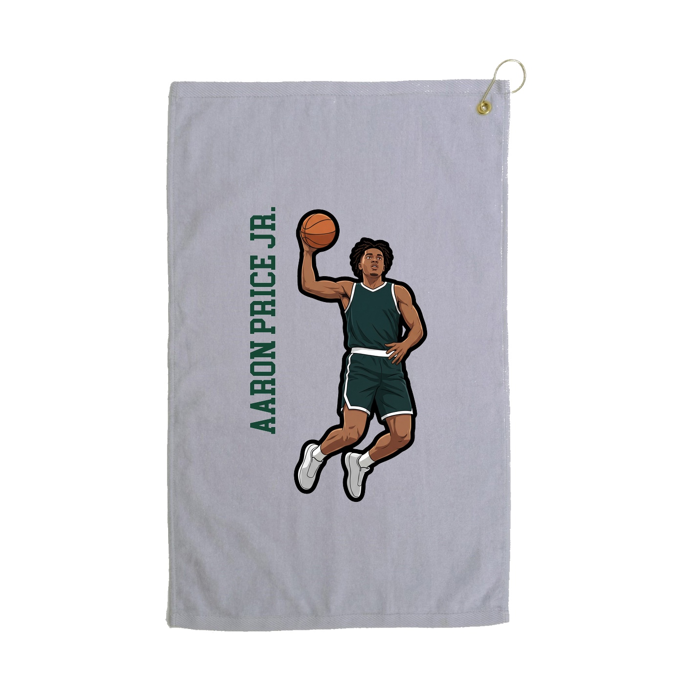 Golf Towel — Name Vertical in Grey