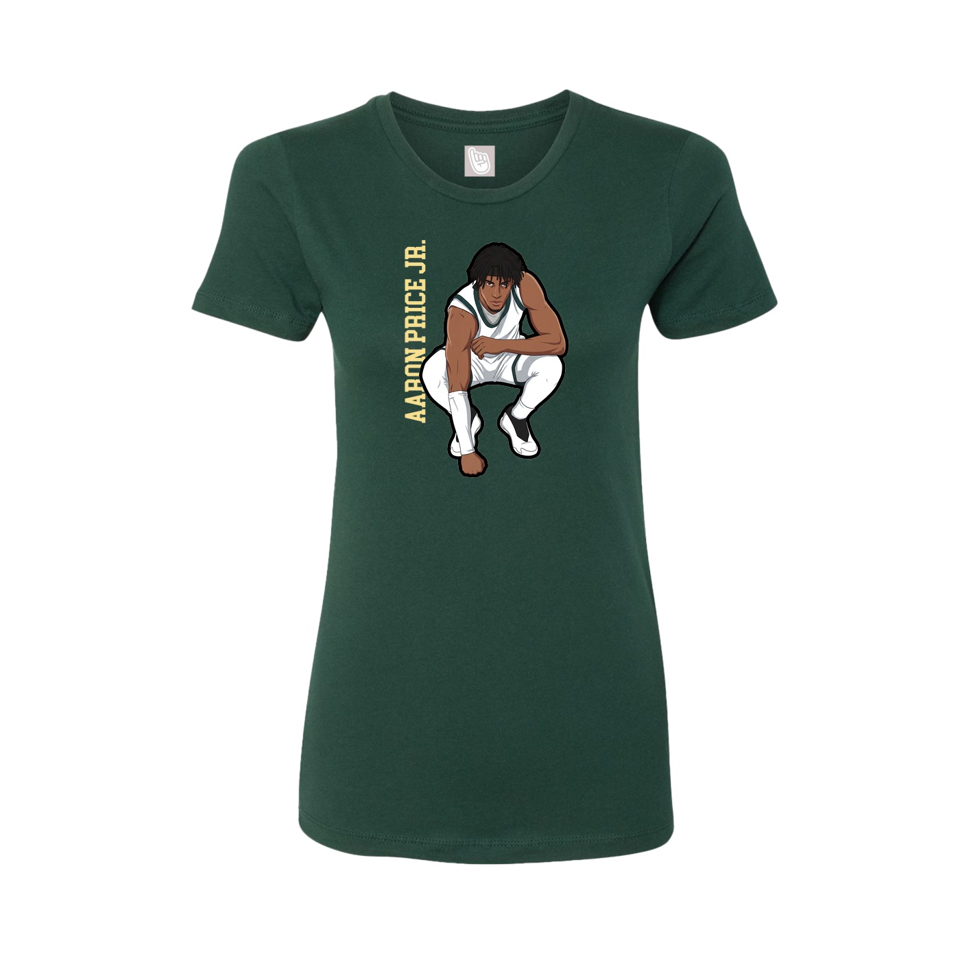 Womens Tee — Name Vertical in Green