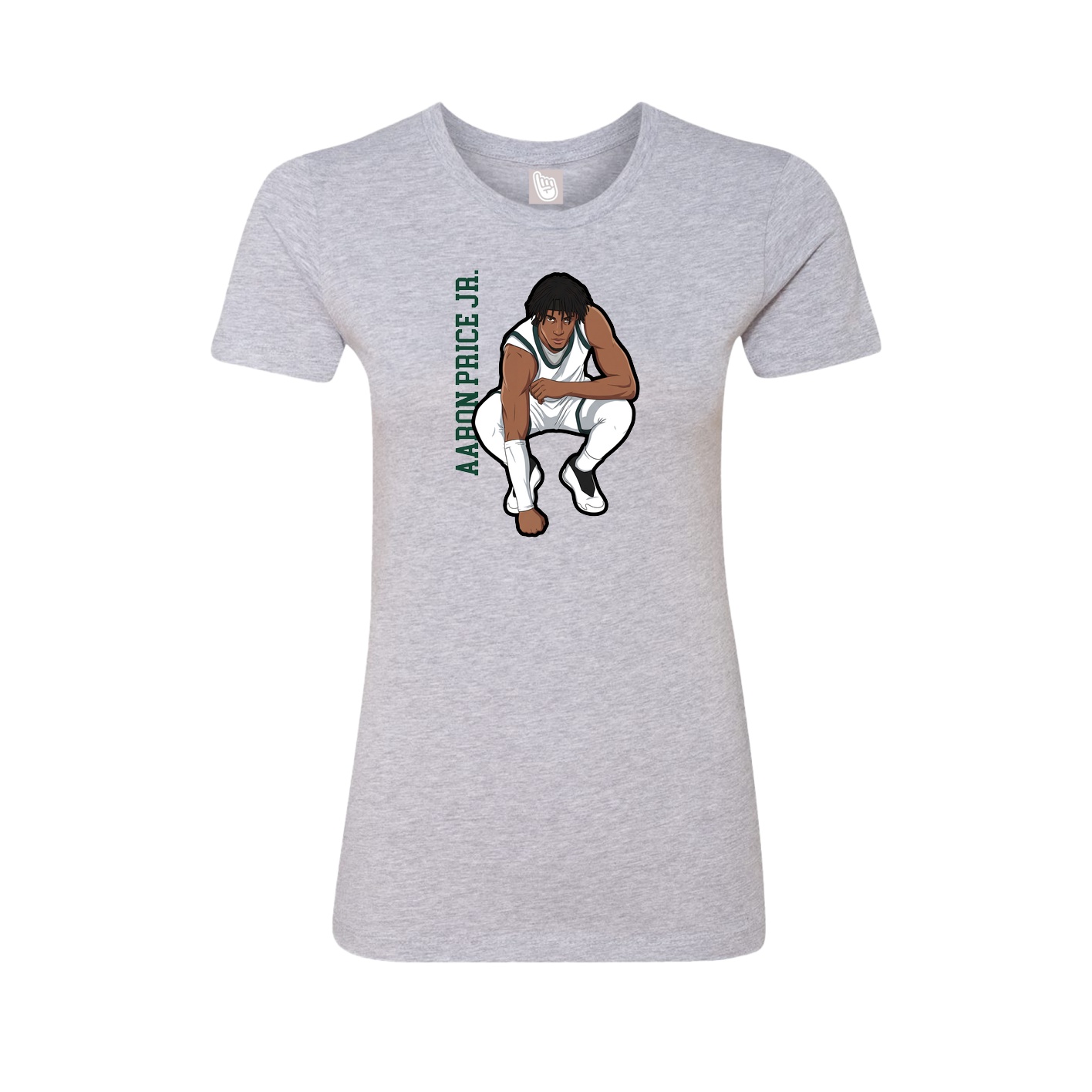 Fitted Women's Tee — Name Vertical in Grey