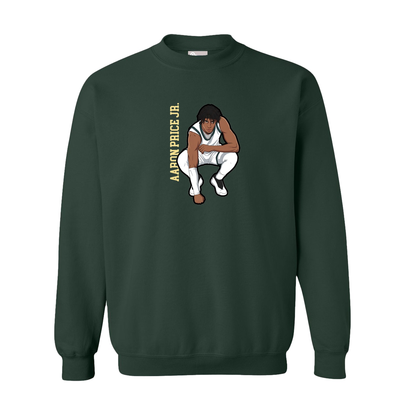 Fleece Crew — Name Vertical in Green