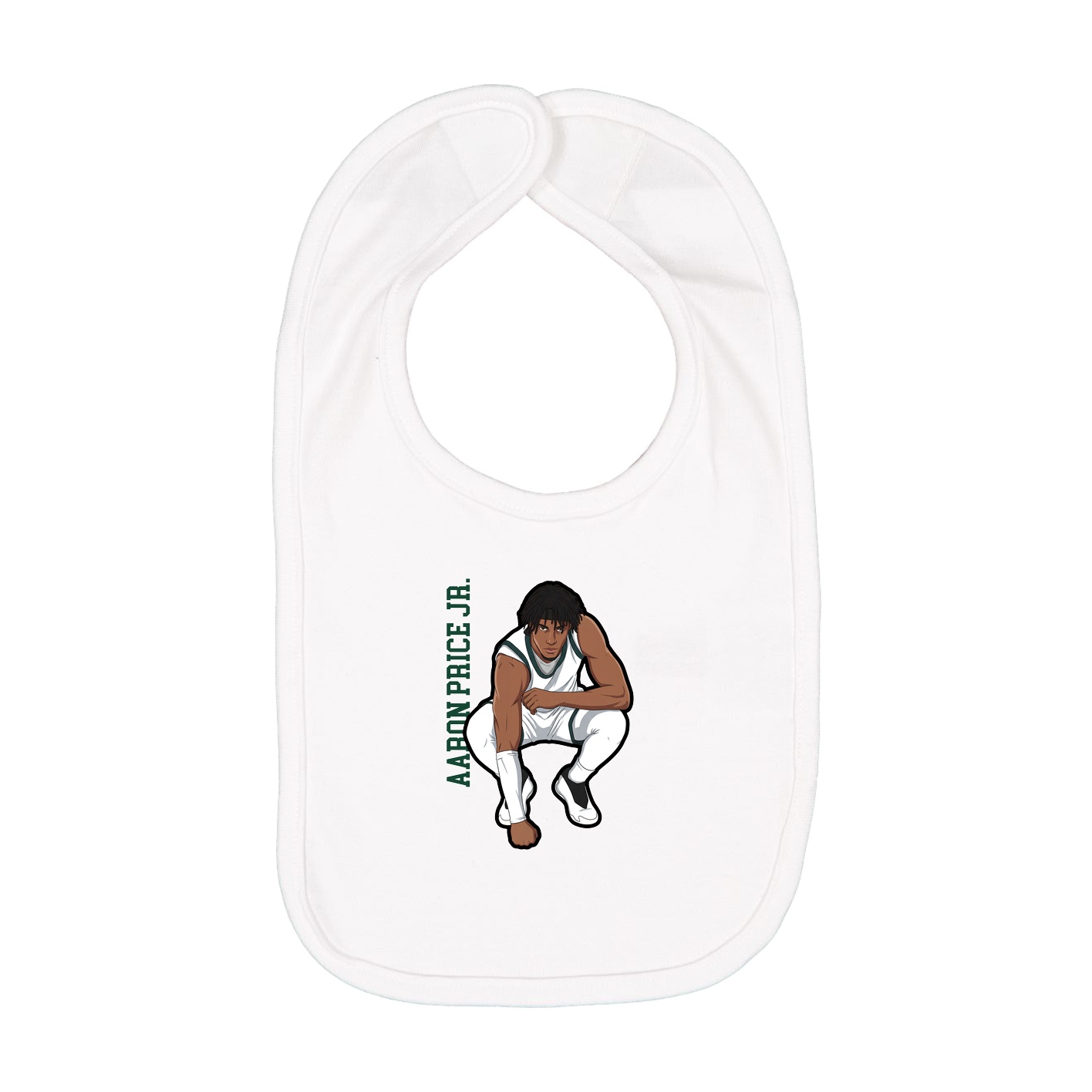 Infant Bib — Name Vertical in White