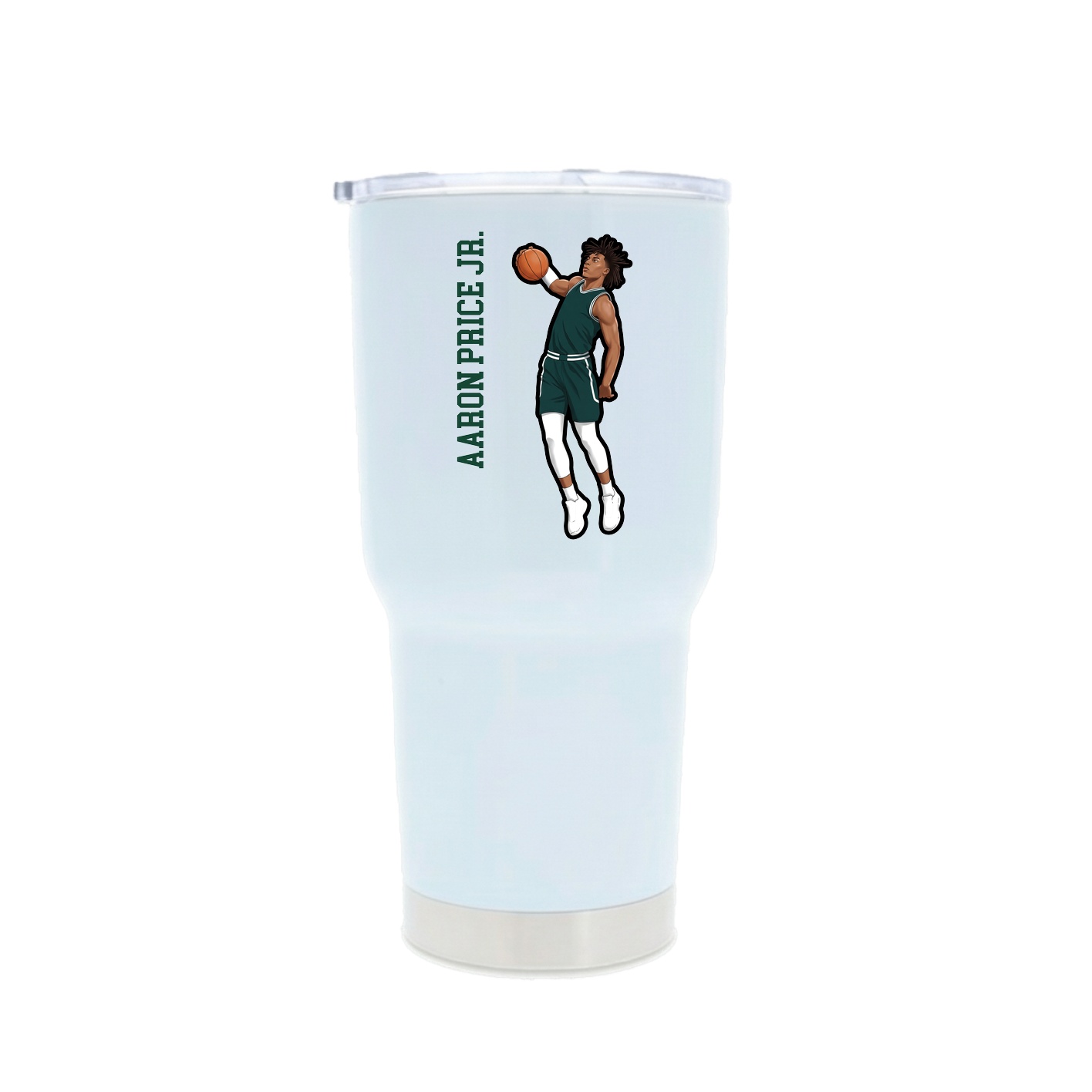 30oz Stainless Steel Tumbler — Name Vertical in White