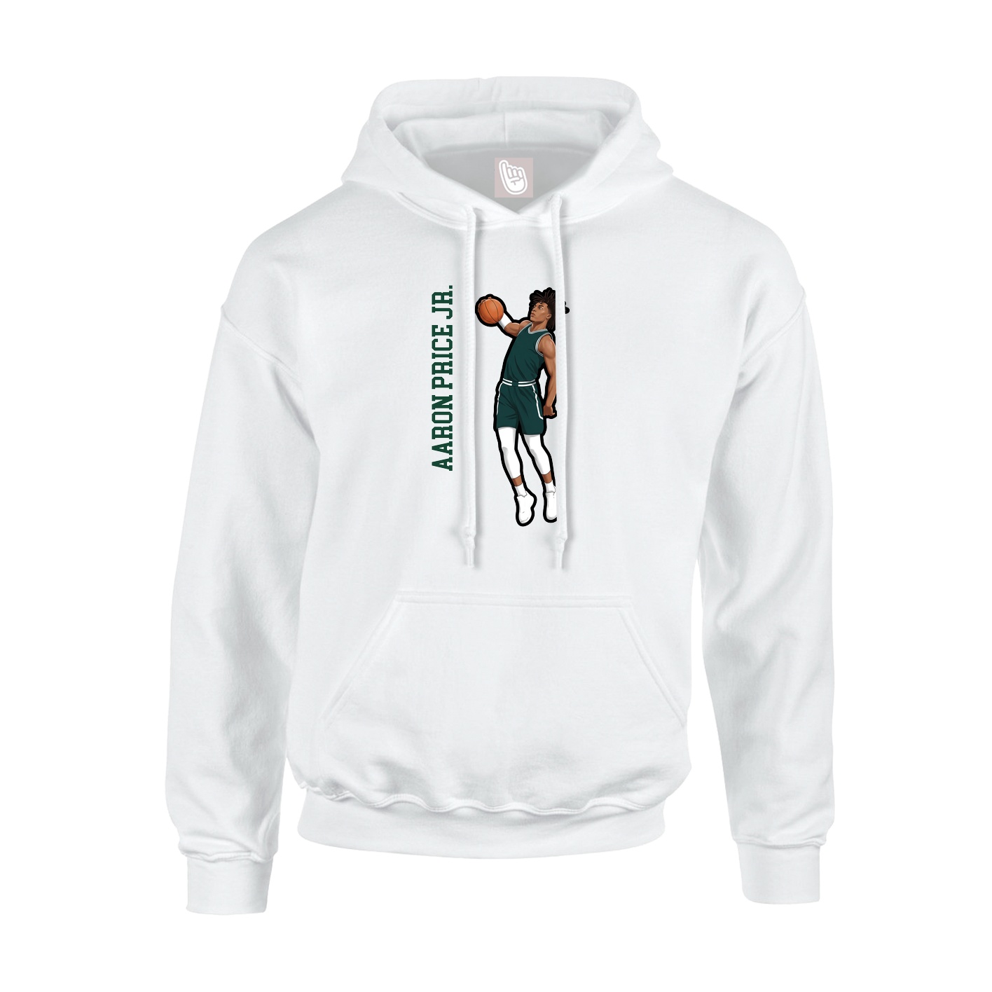 Youth Hoodie — Name Vertical in White