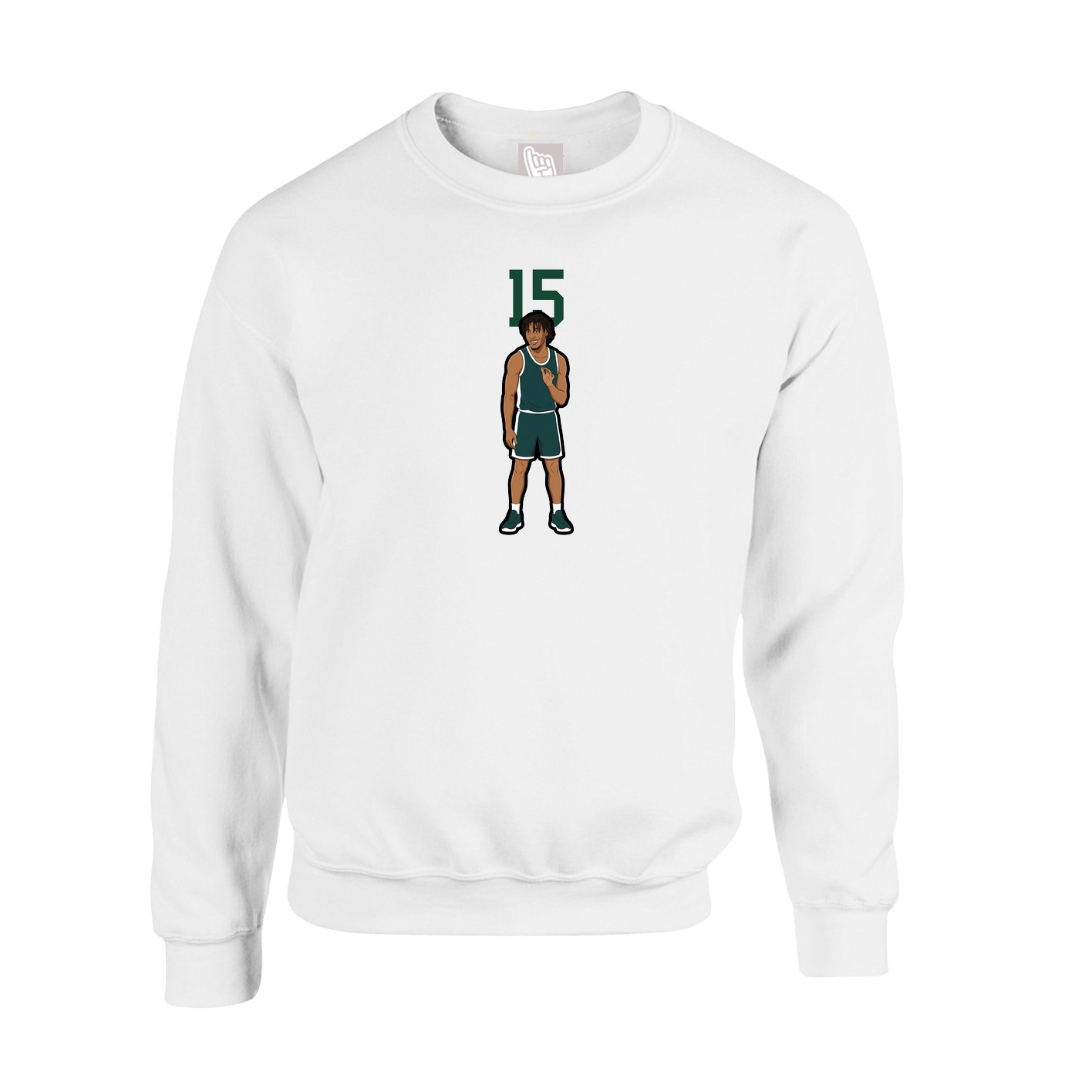 Fleece Crew — Number Top in White