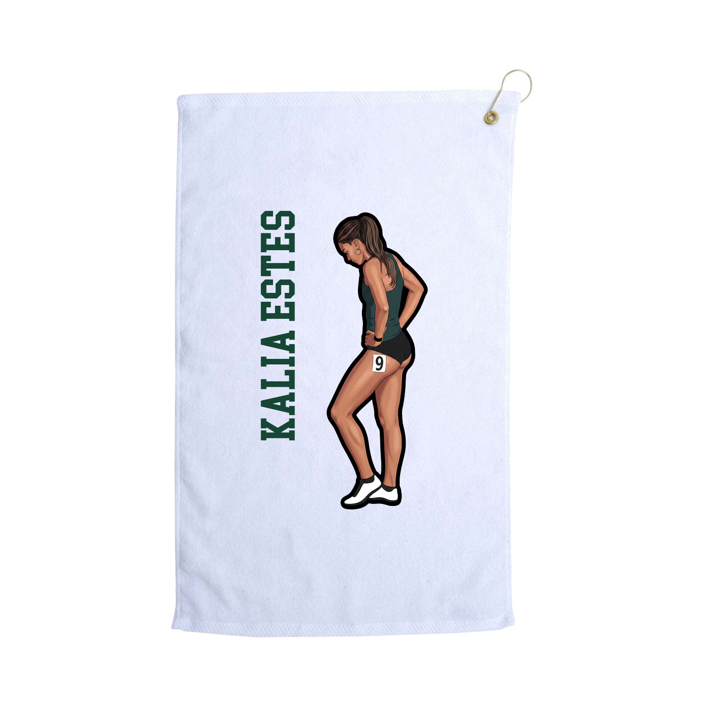 Golf Towel — Name Vertical in White
