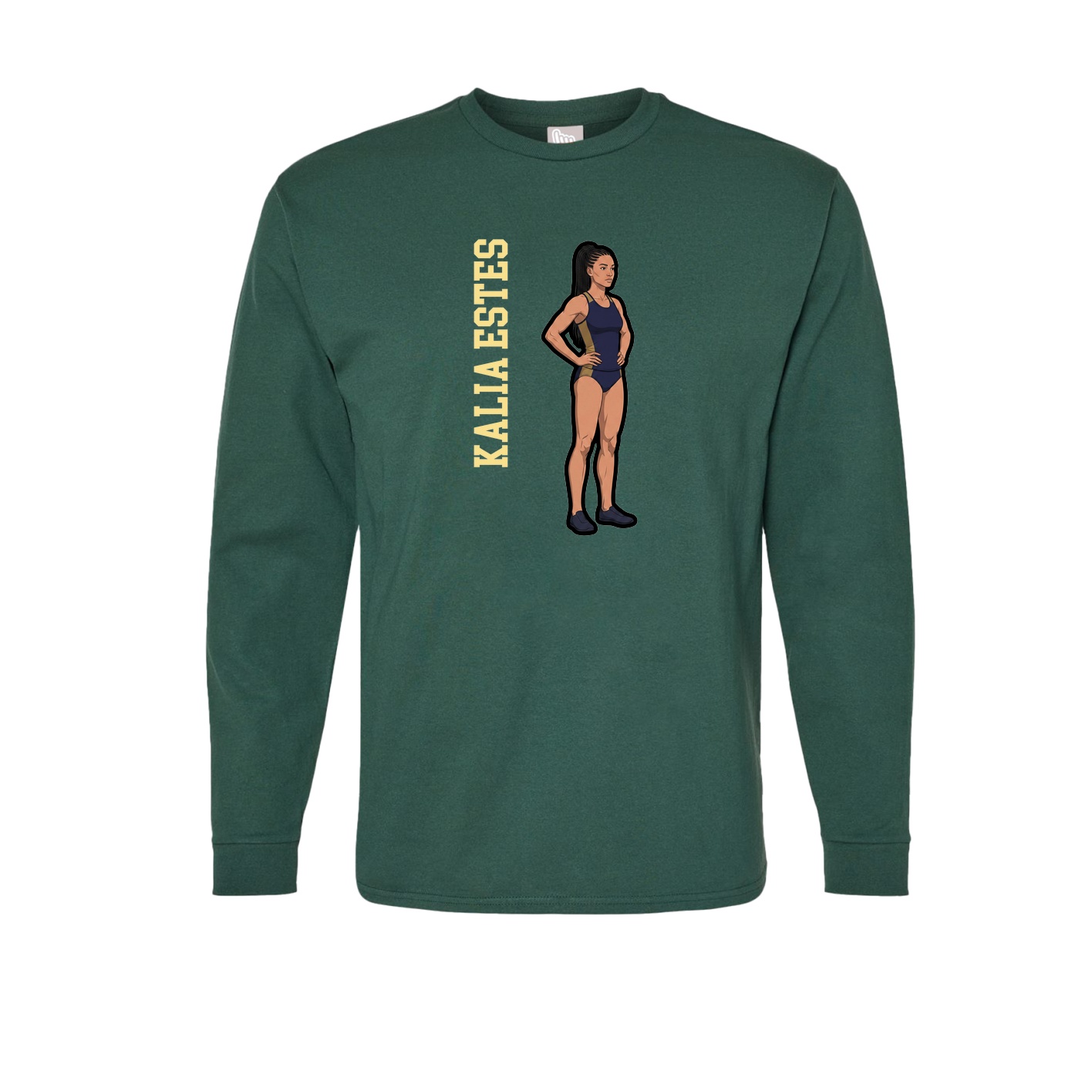 Long Sleeve Tee — Name Vertical in Green