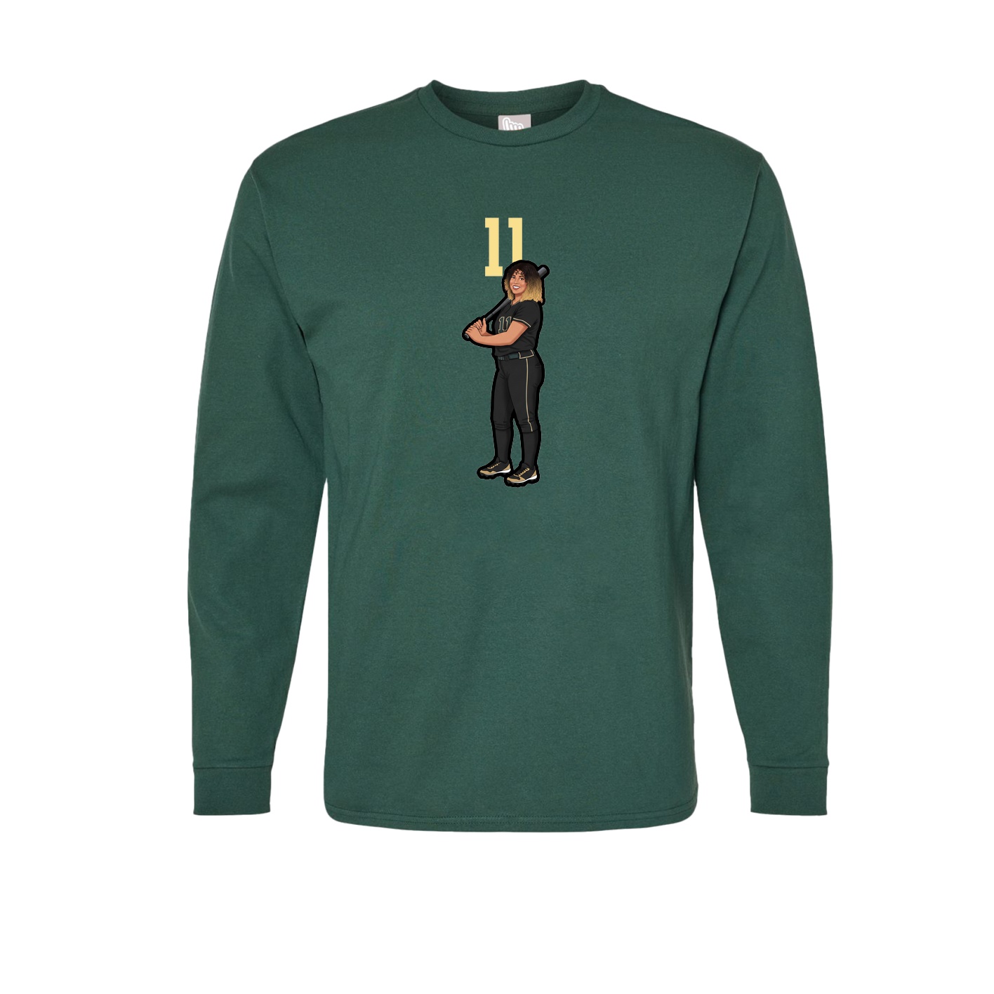 Long Sleeve Tee — Number Top in Green