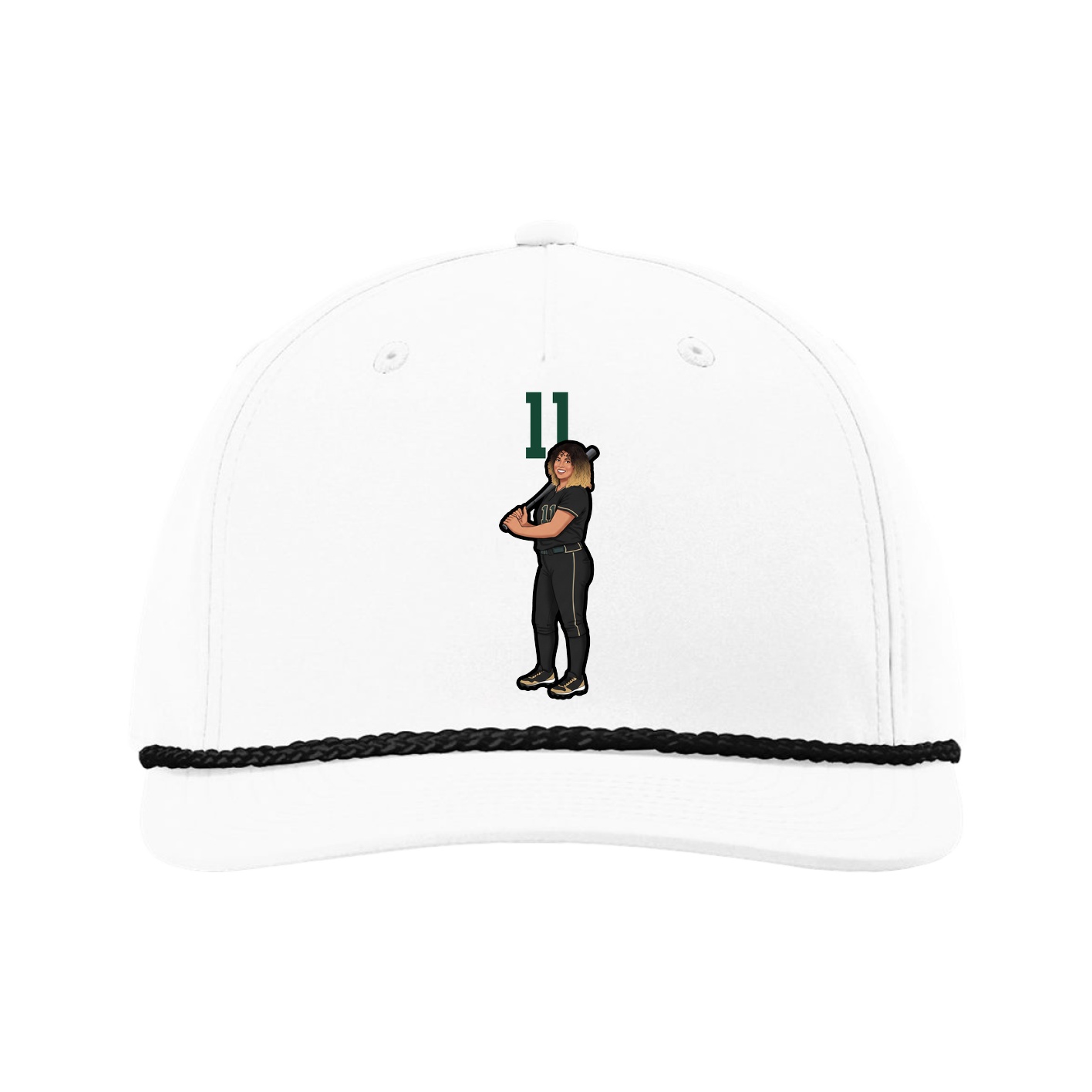 Five-Panel Classic Rope Cap — Number Top in White