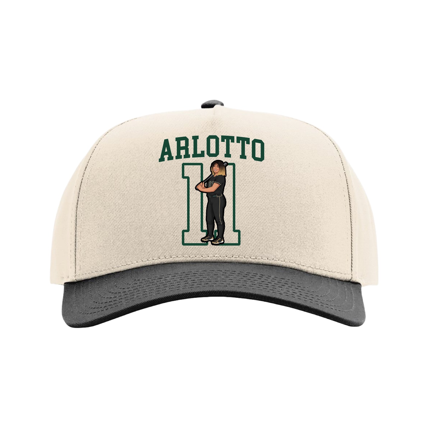 Full Fabric Five-Panel Champ Cap — Shirsey in Cream/Black