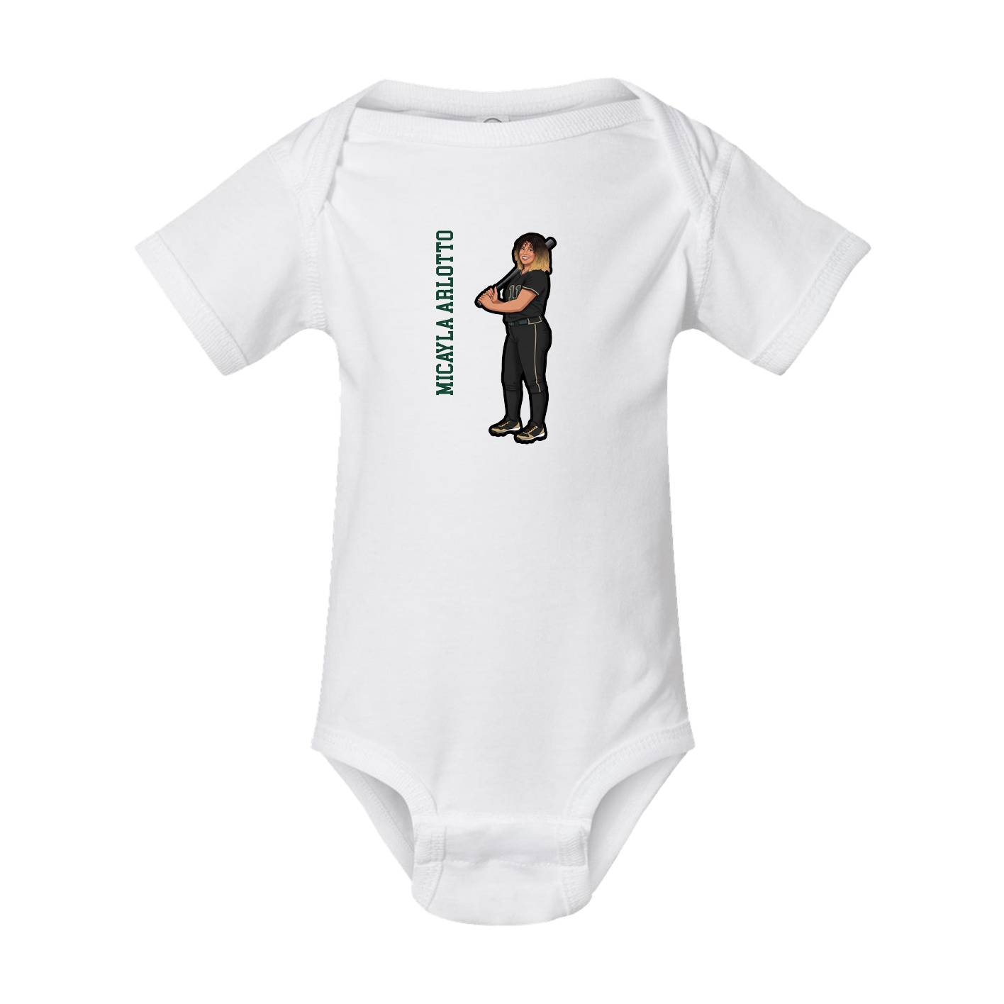 Baby Onesie — Name Vertical in White