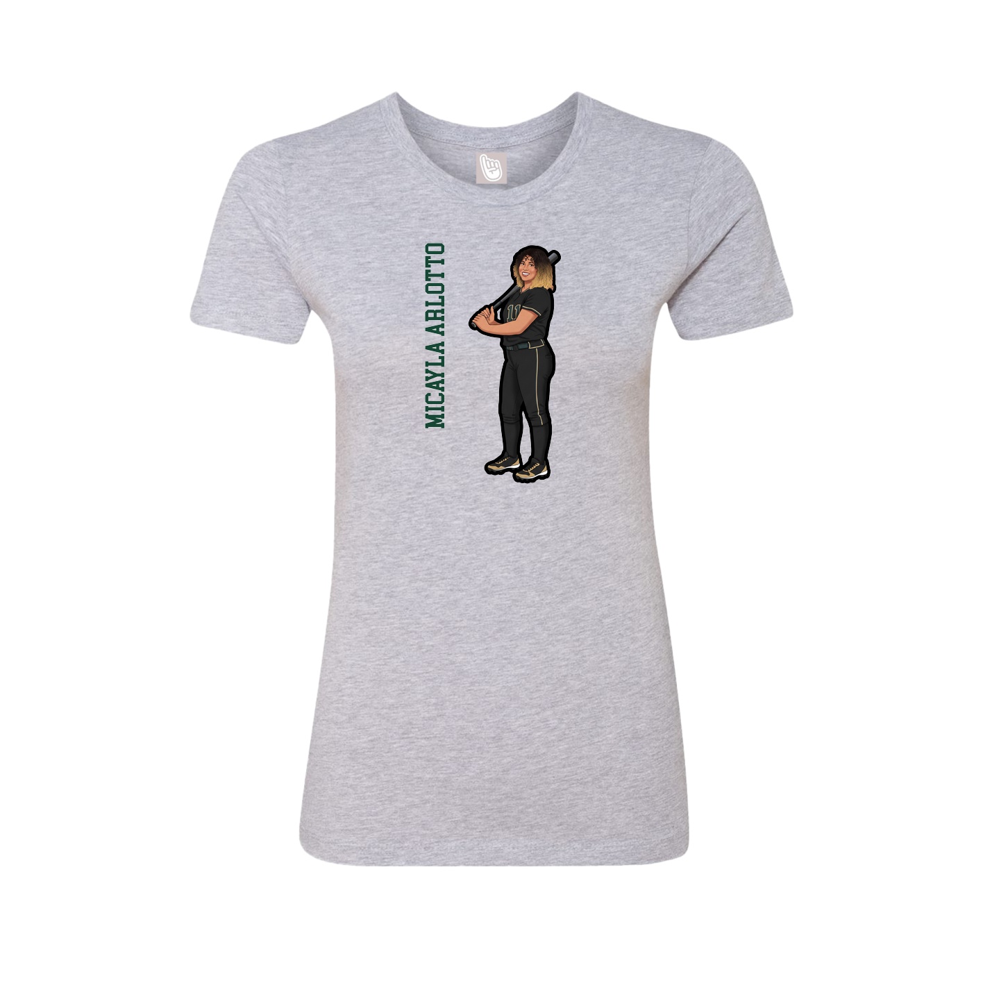Womens Tee — Name Vertical in Grey