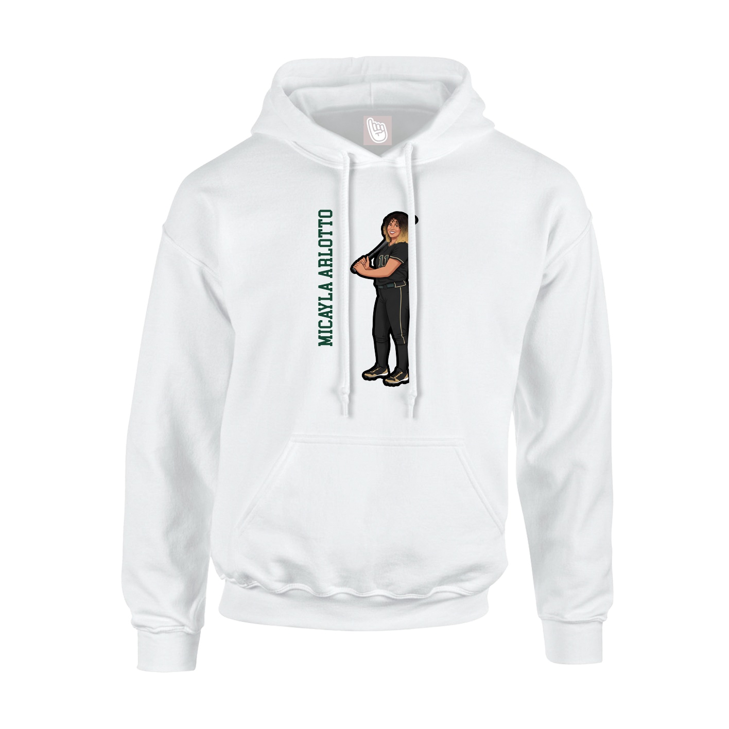 Youth Hoodie — Name Vertical in White