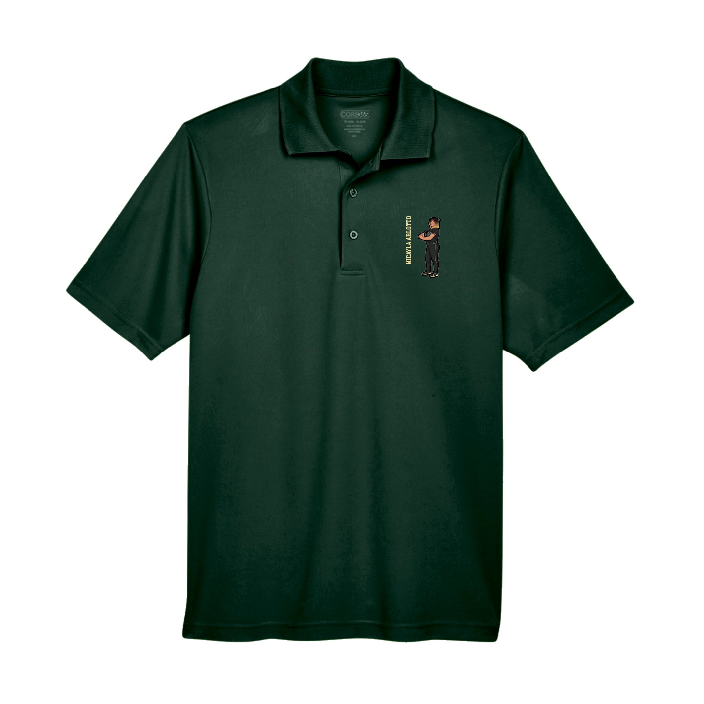 Performance Polo — Name Vertical in Green