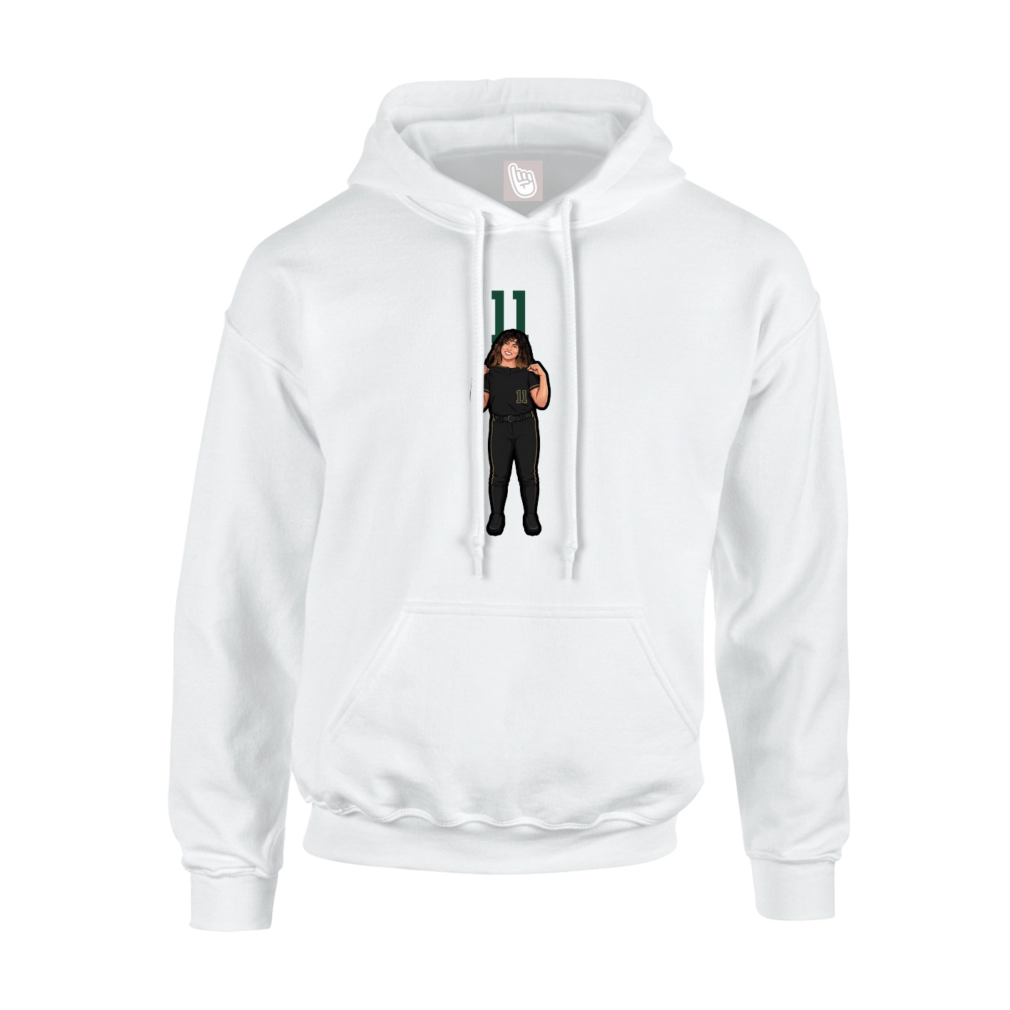 Youth Hoodie — Number Top in White