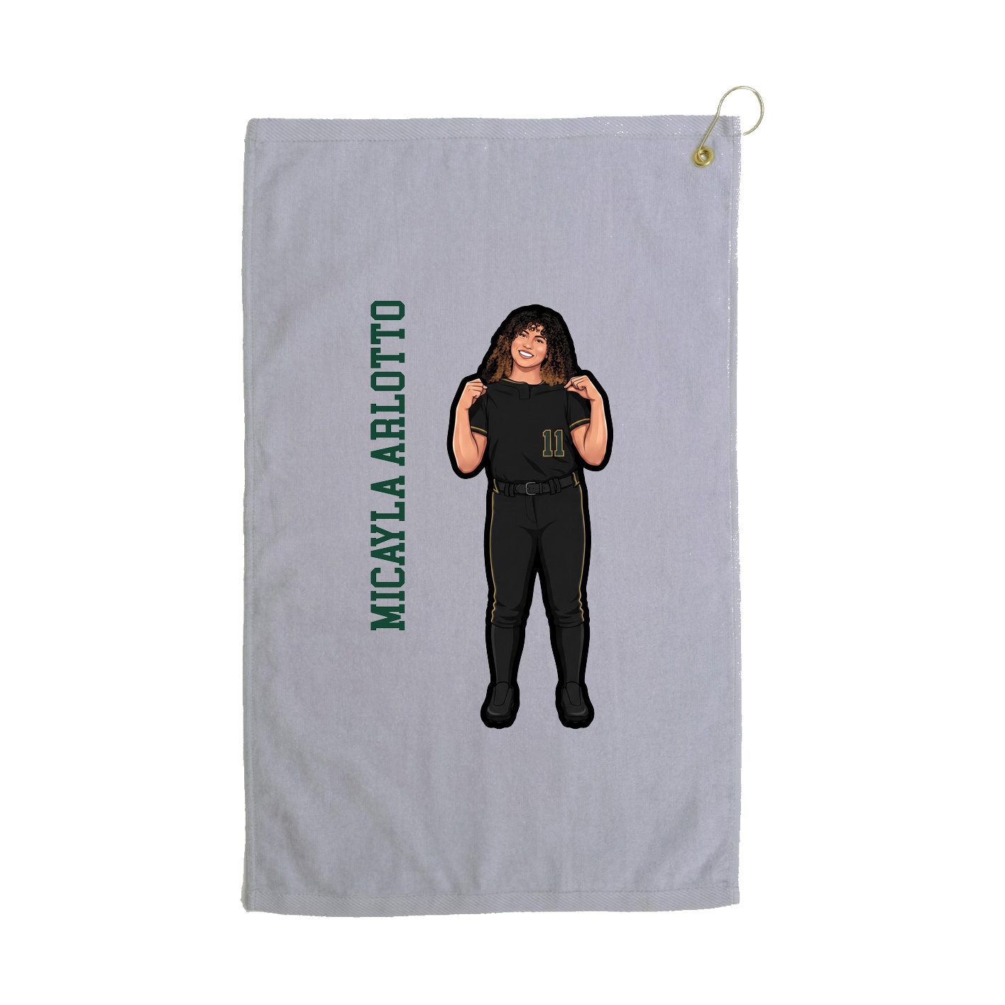 Golf Towel — Name Vertical in Grey