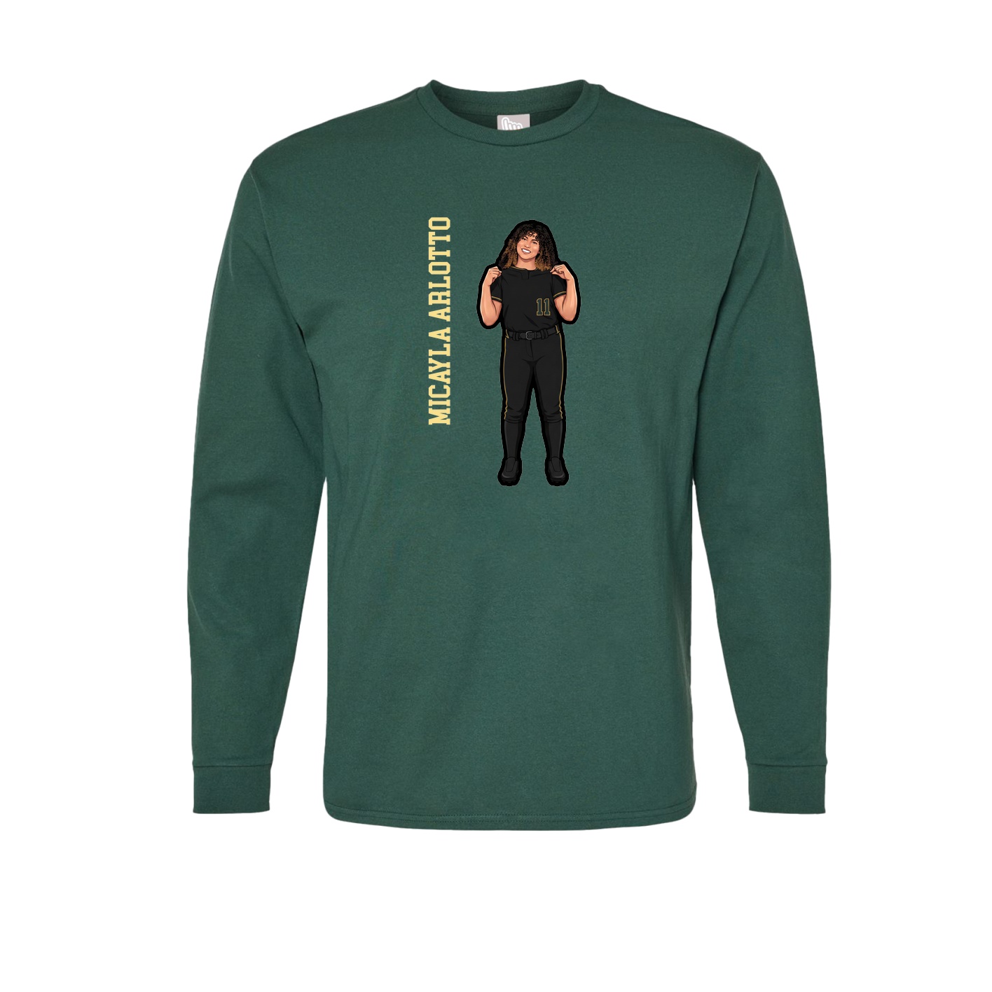 Long Sleeve Tee — Name Vertical in Green