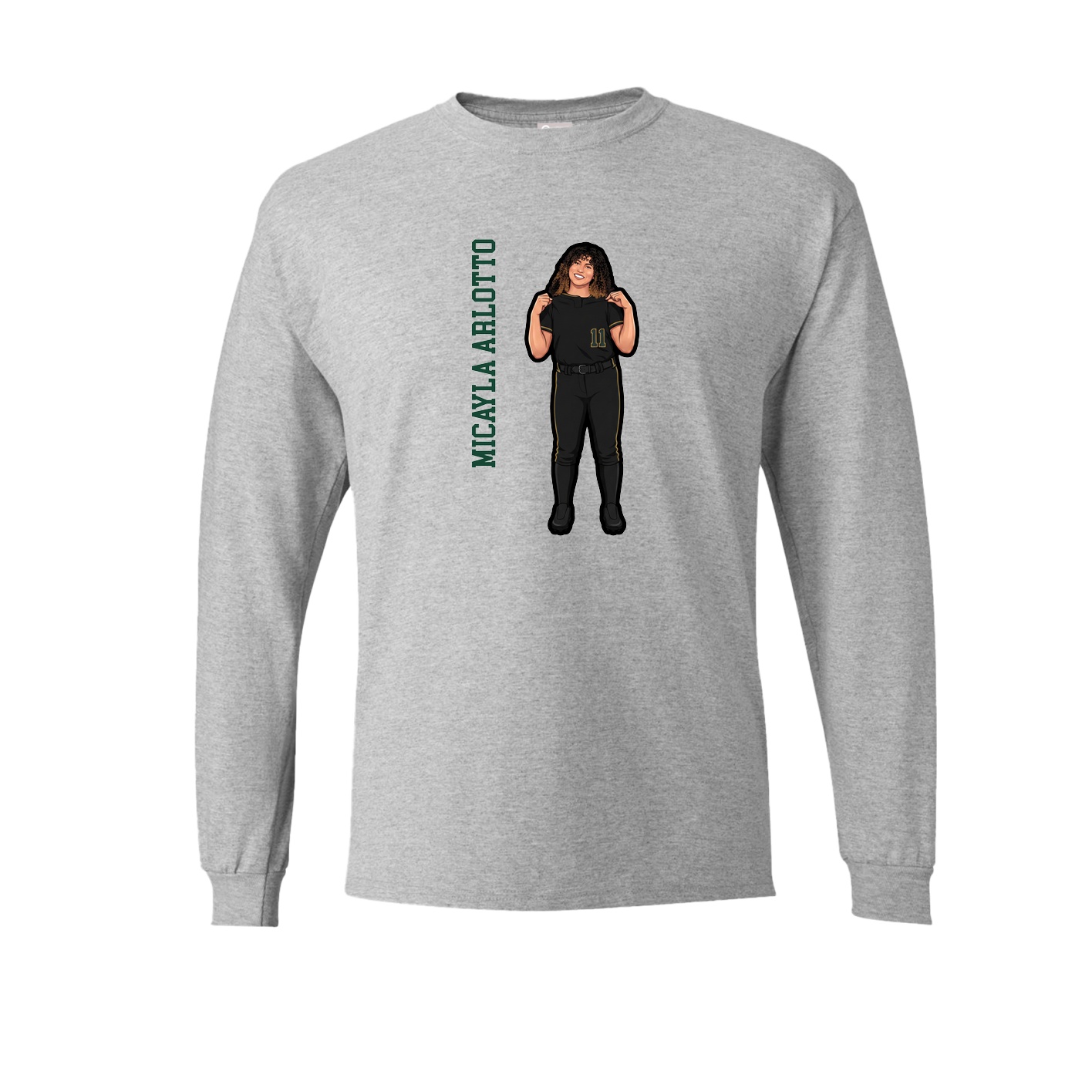 Long Sleeve Tee — Name Vertical in Grey