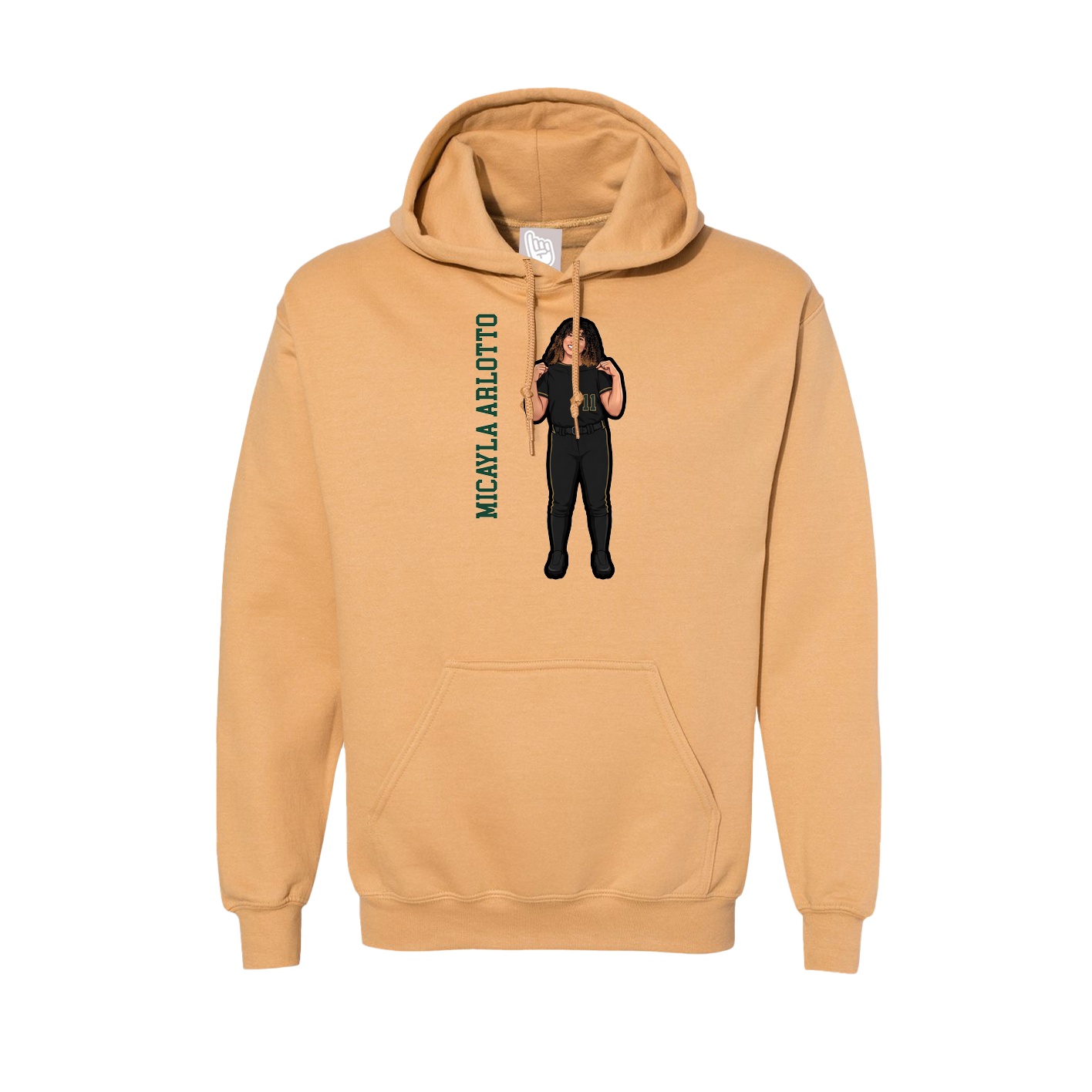 Hoodie — Name Vertical in Vegas Gold