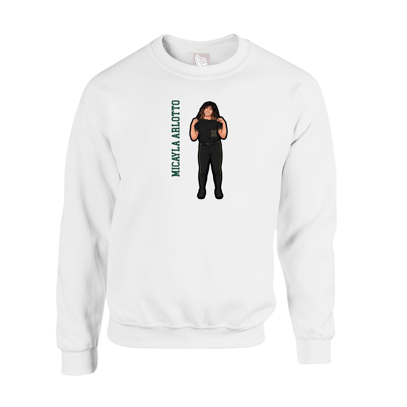 Fleece Crew — Name Vertical in White