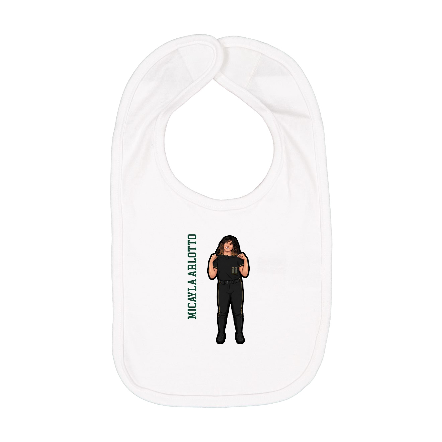 Infant Bib — Name Vertical in White