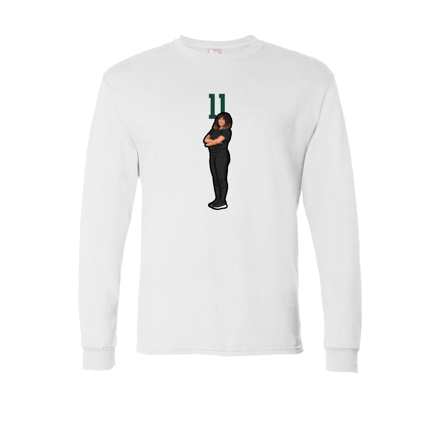 Long Sleeve Tee — Number Top in White