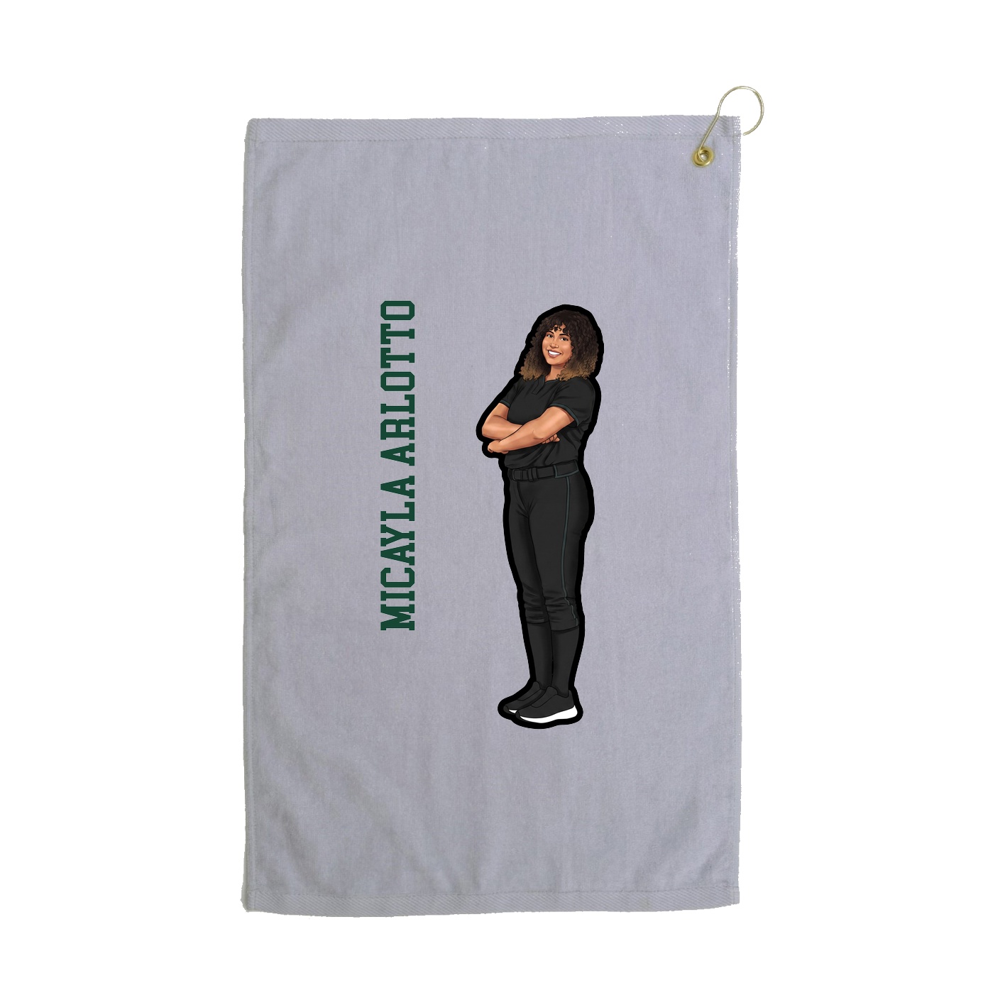 Golf Towel — Name Vertical in Grey