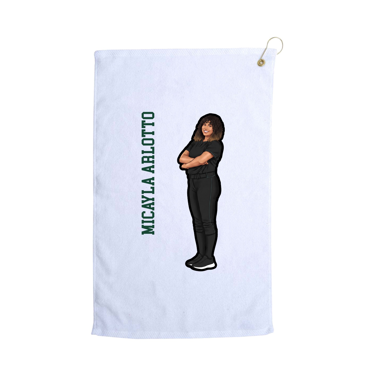 Golf Towel — Name Vertical in White