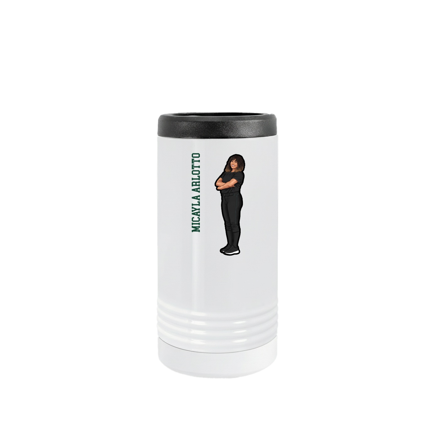 Slim Beverage Holder — Name Vertical in White