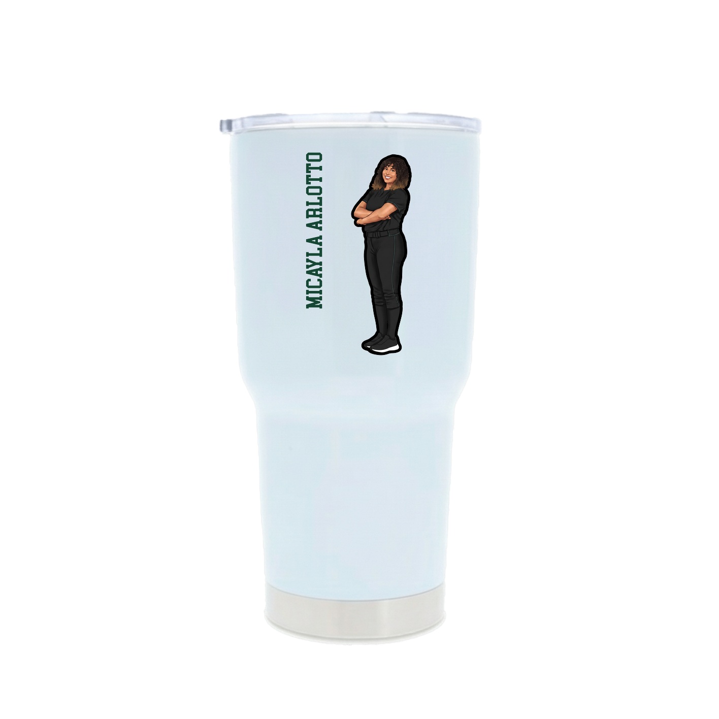 30oz Stainless Steel Tumbler — Name Vertical in White