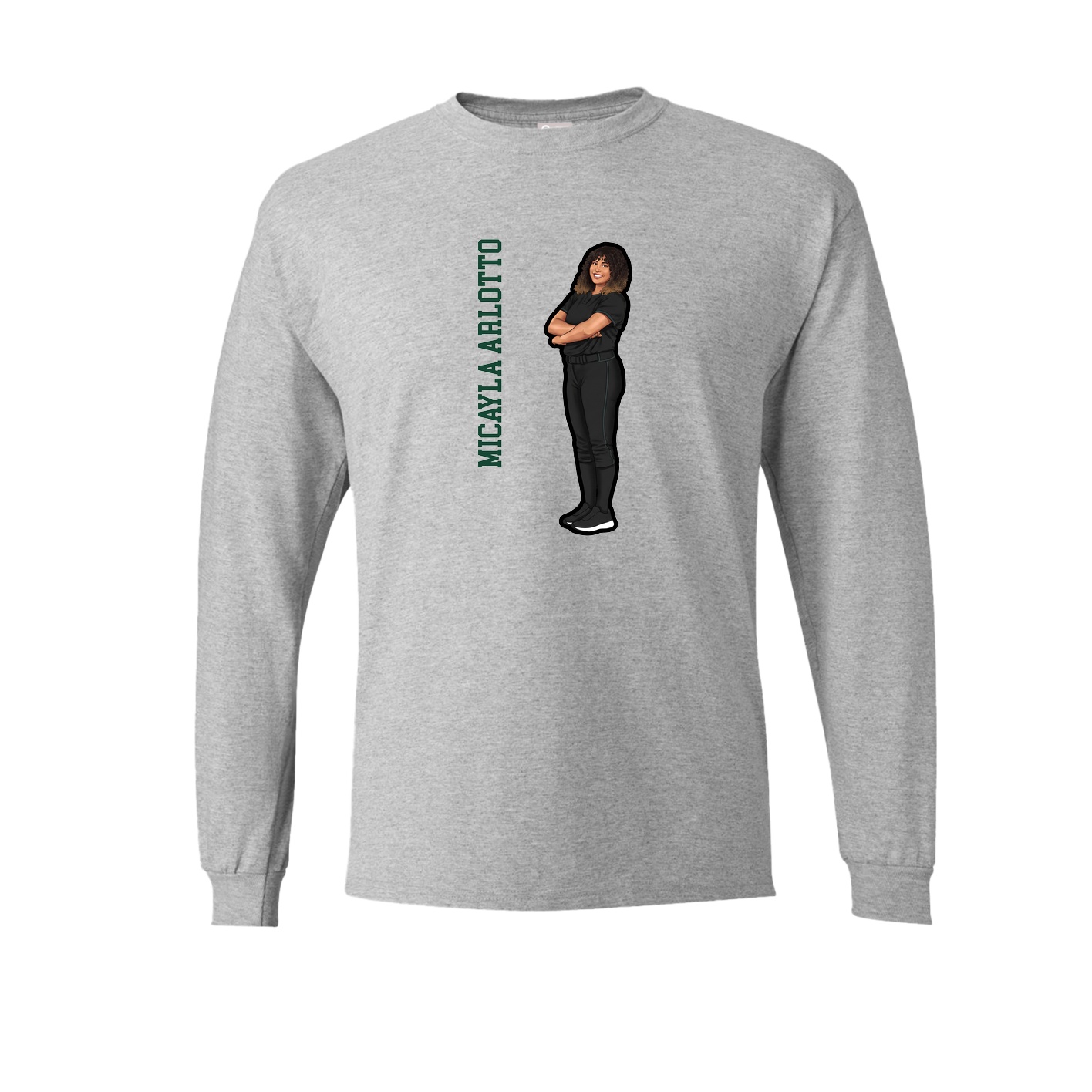 Long Sleeve Tee — Name Vertical in Grey