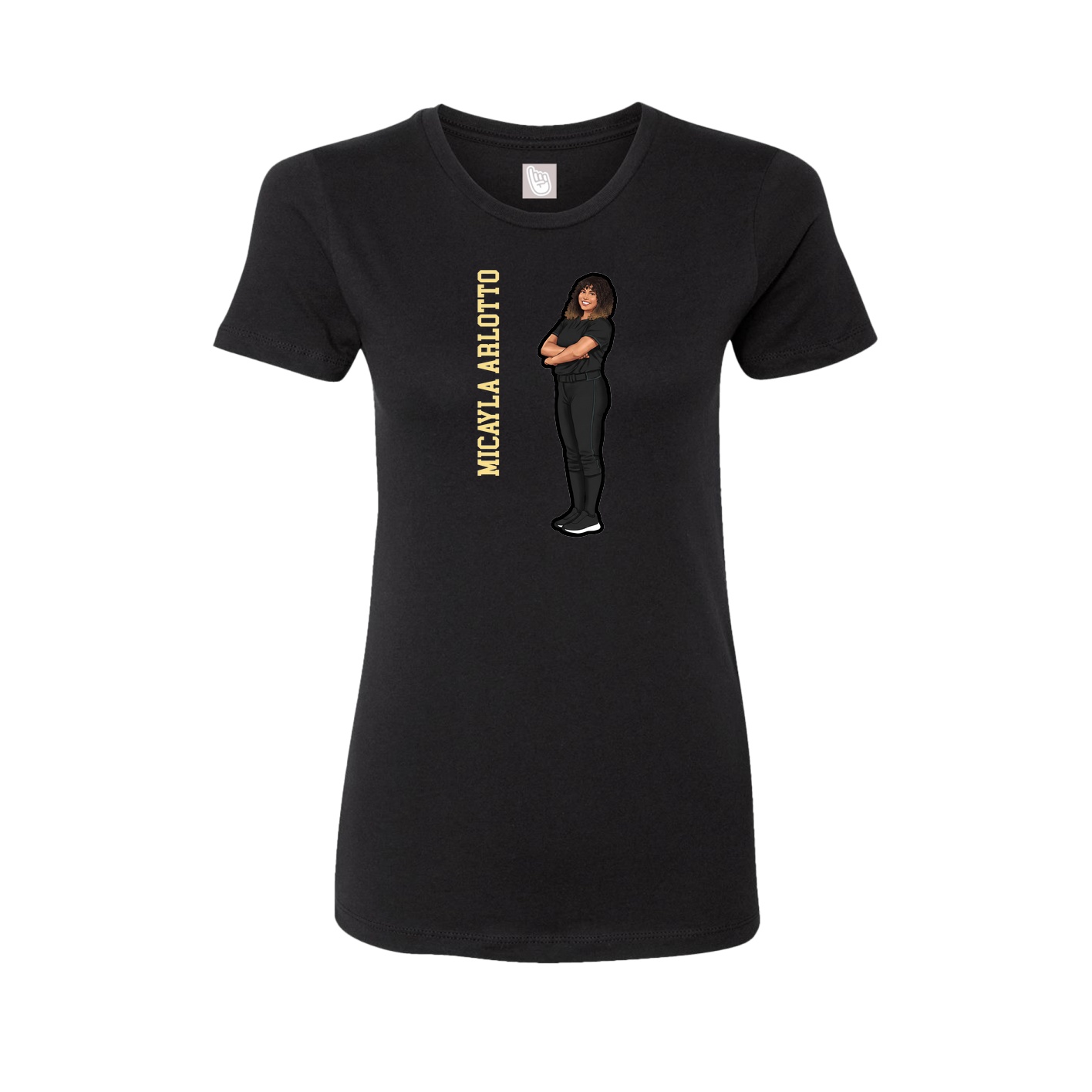 Womens Tee — Name Vertical in Black