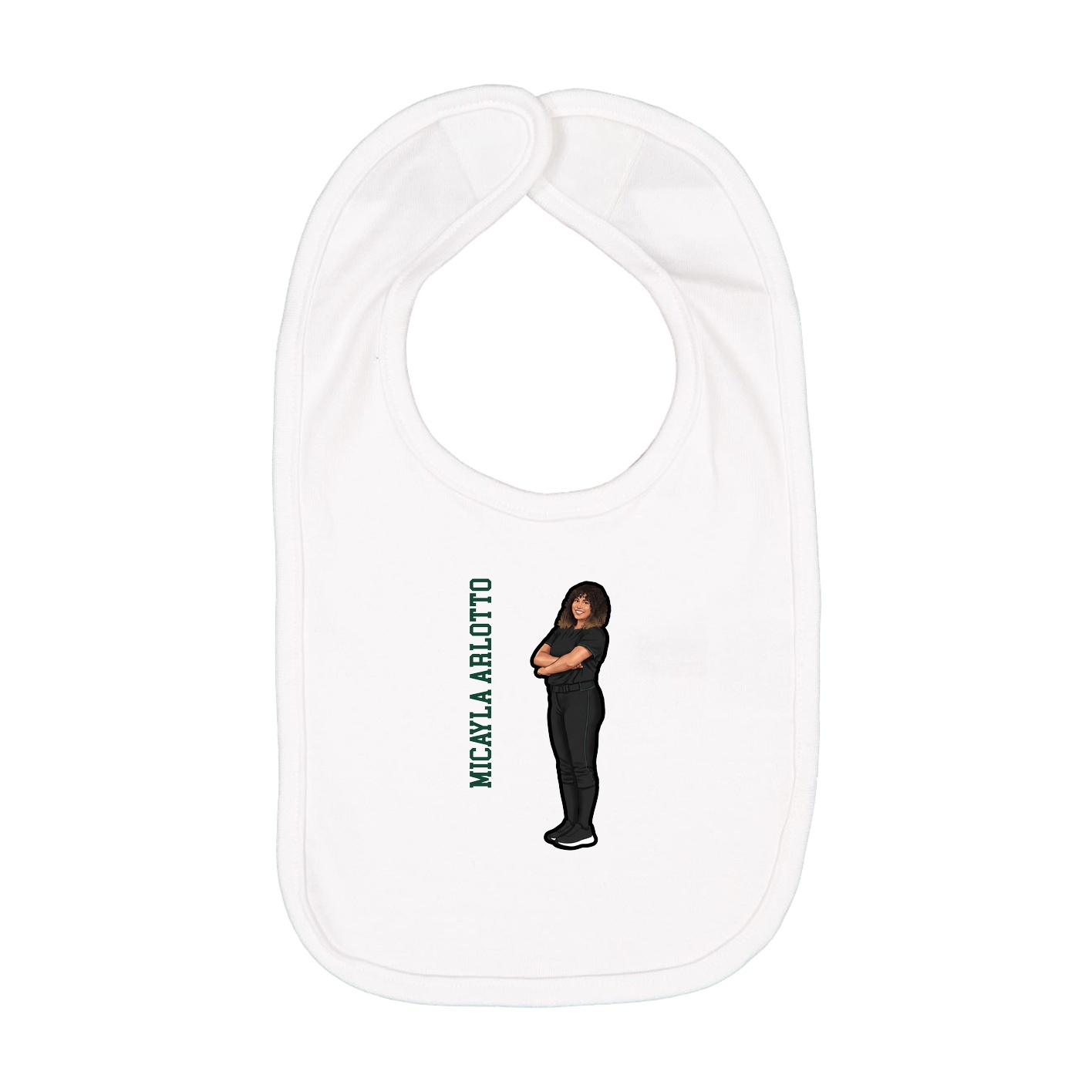 Infant Bib — Name Vertical in White