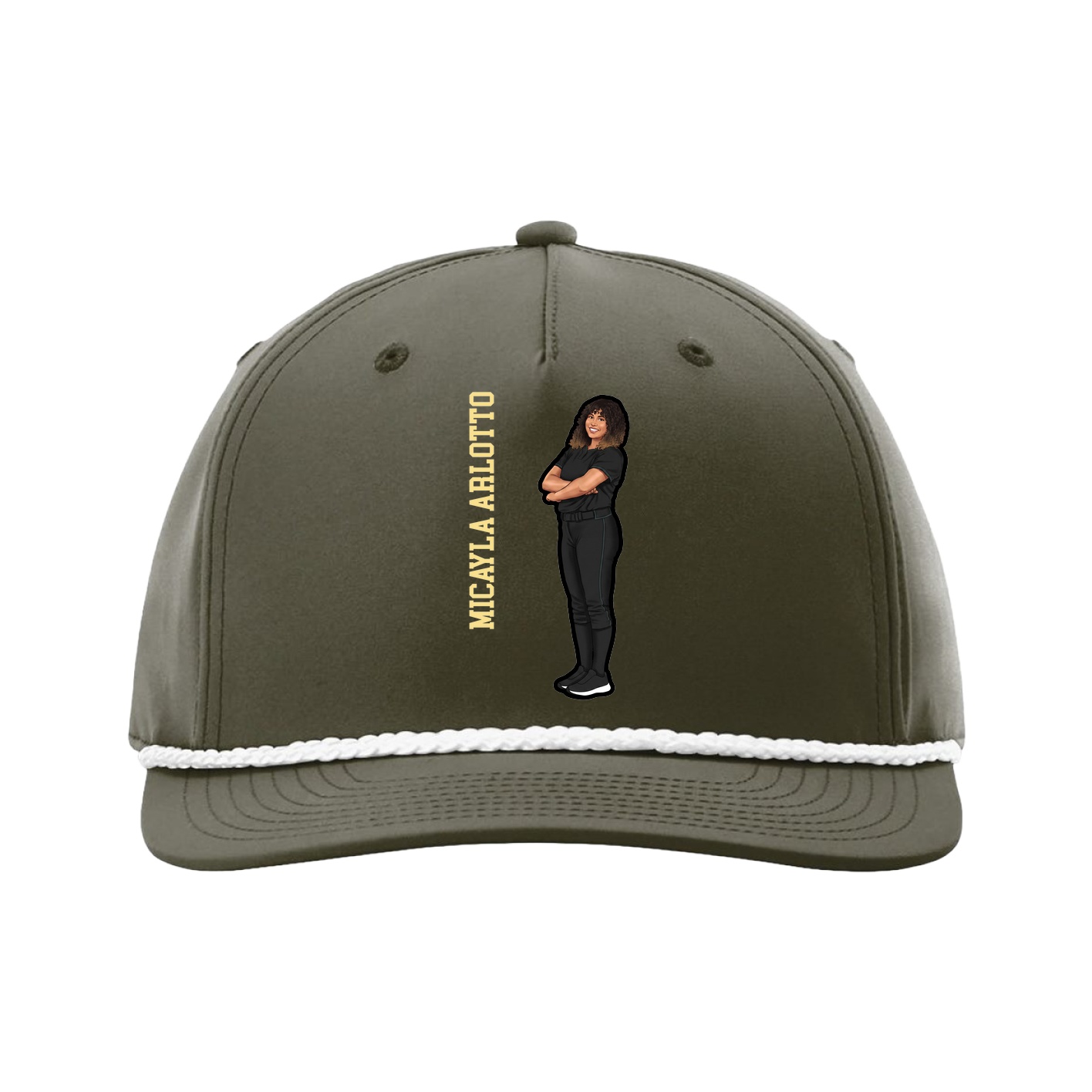 Five-Panel Classic Rope Cap — Name Vertical in Green