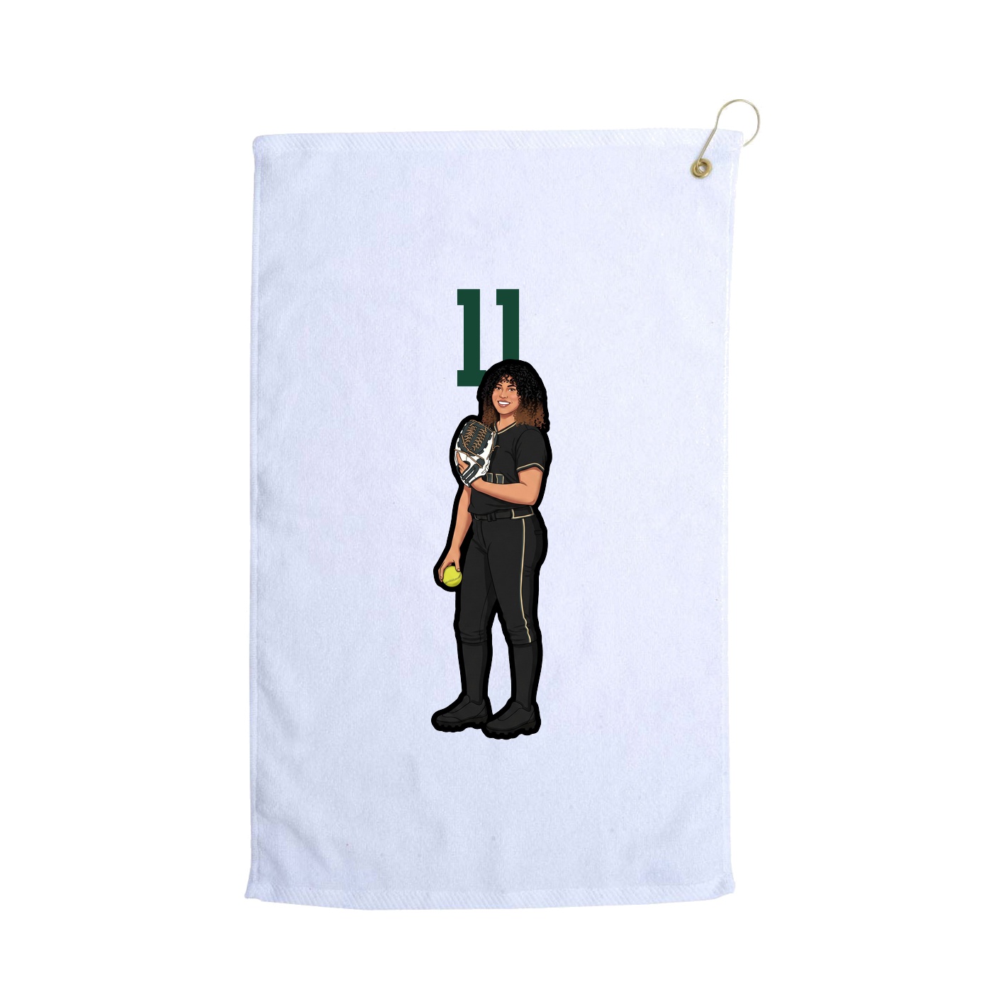 Golf Towel — Number Top in White