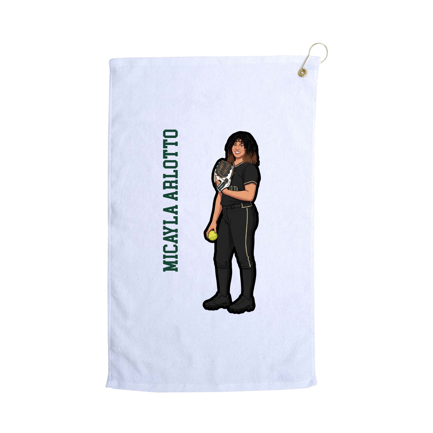 Golf Towel — Name Vertical in White