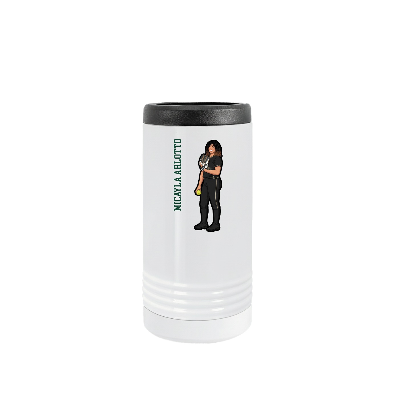 Slim Beverage Holder — Name Vertical in White