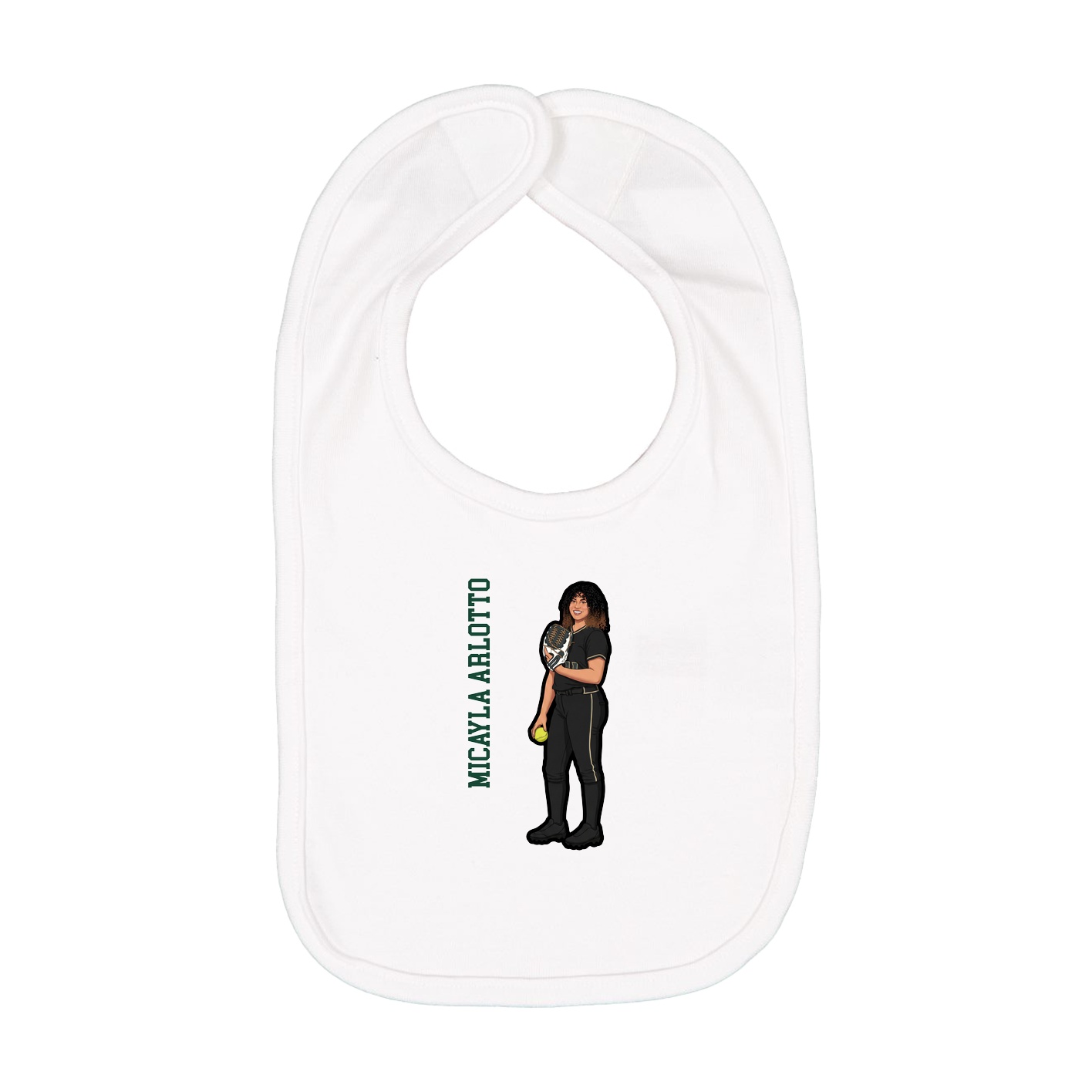 Infant Bib — Name Vertical in White