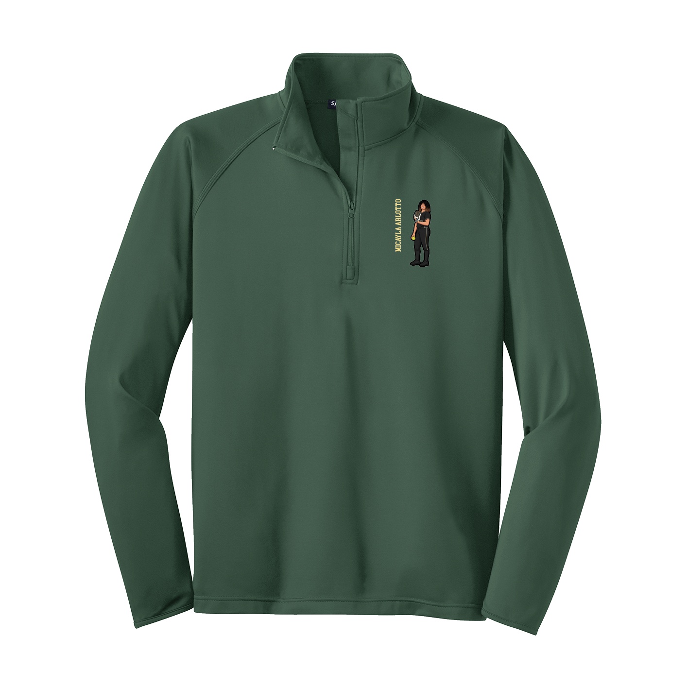 Q-Zip Pullover — Name Vertical in Green