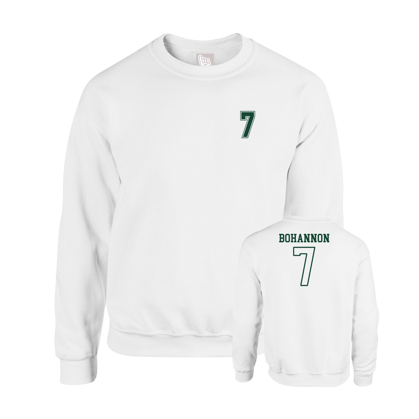 Fleece Crew — Chest Back in White