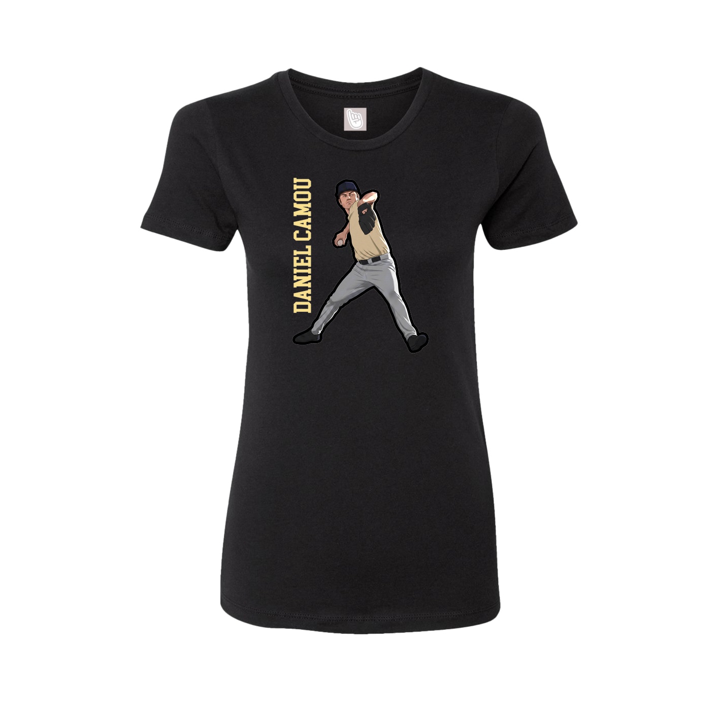 Fitted Women's Tee — Name Vertical in Black