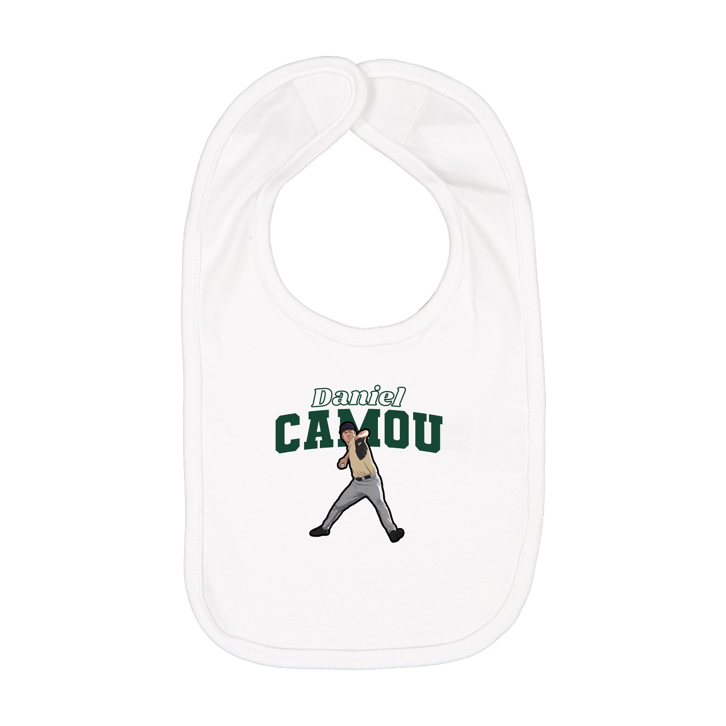 Infant Bib — Name Arch in White