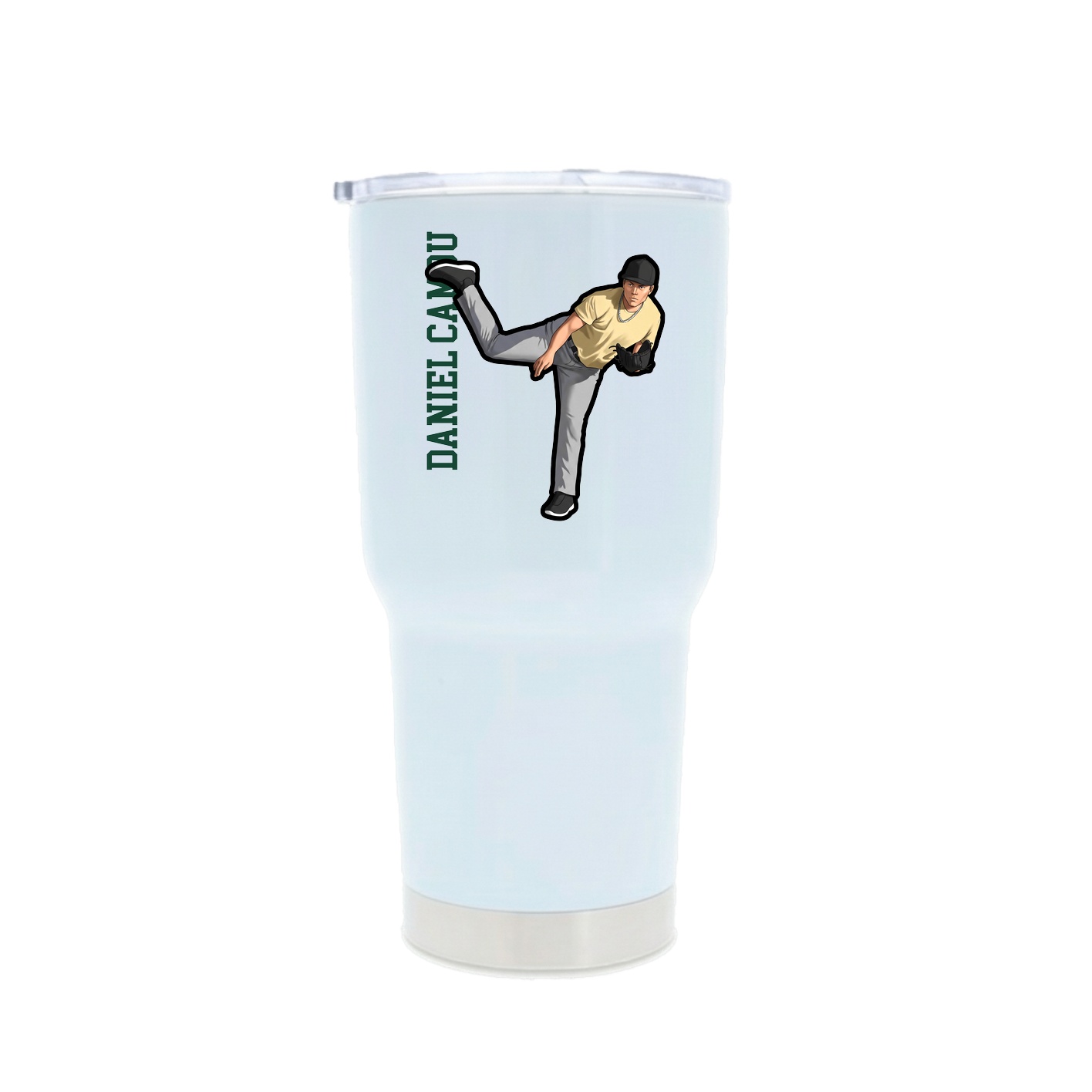 30oz Stainless Steel Tumbler — Name Vertical in White