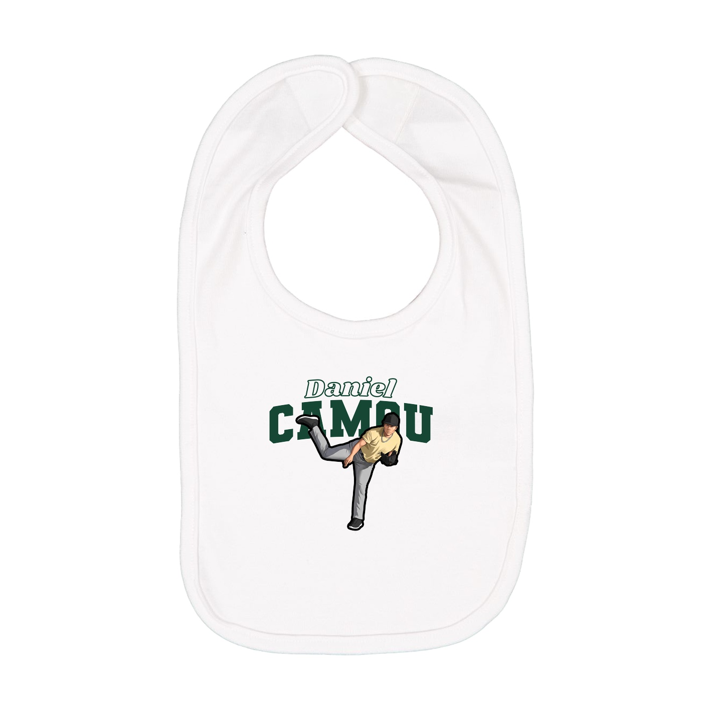 Infant Bib — Name Arch in White
