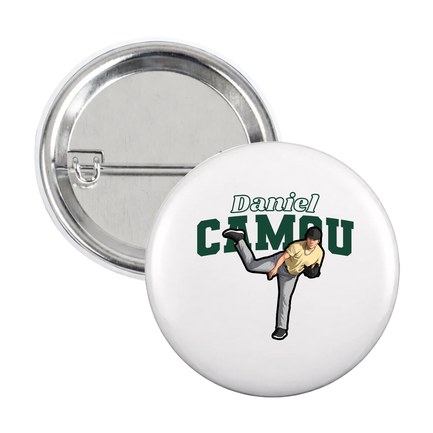 Game Day Button — Name Arch in White