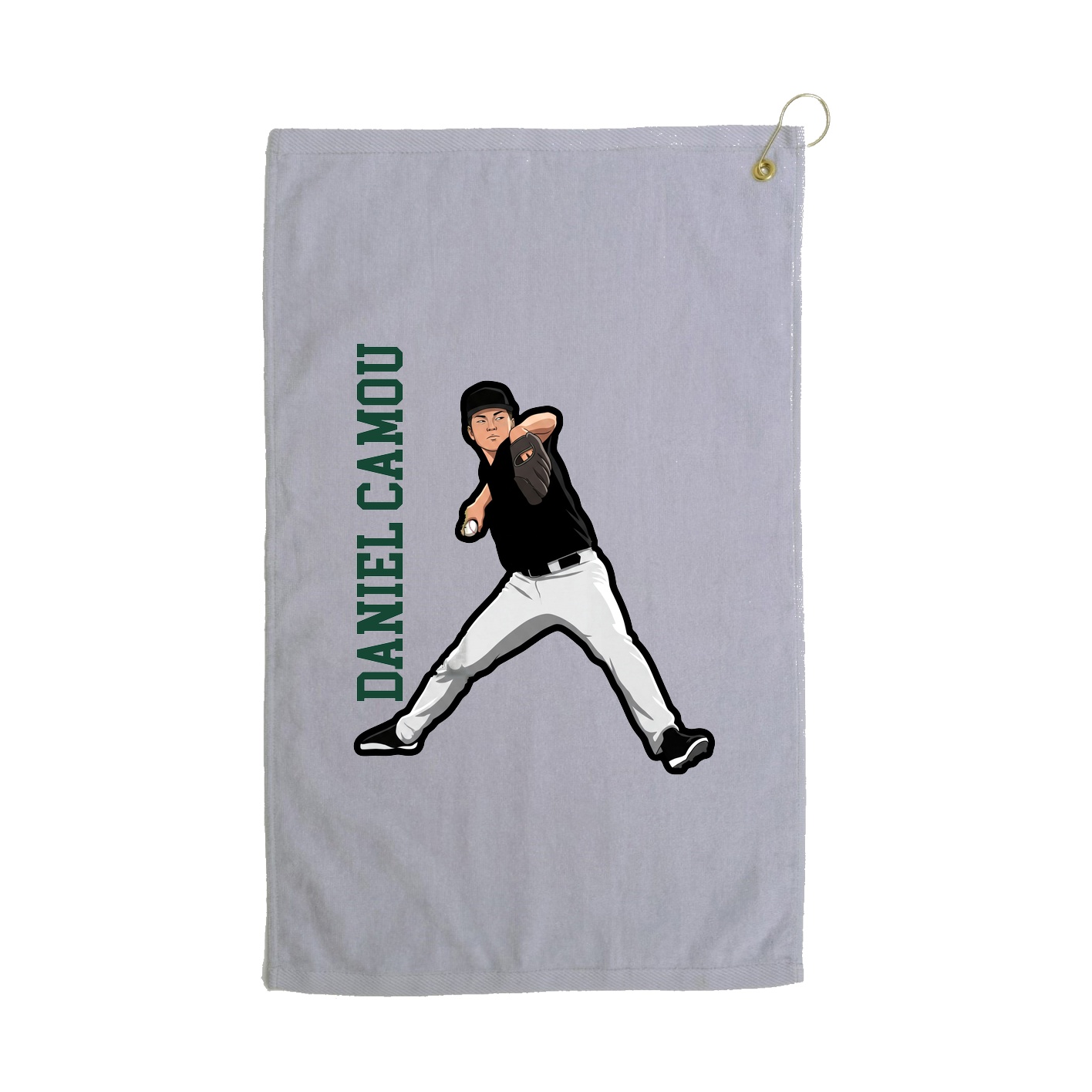 Golf Towel — Name Vertical in Grey