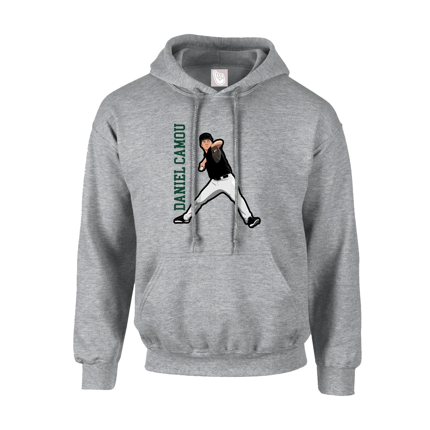 Hoodie — Name Vertical in Grey