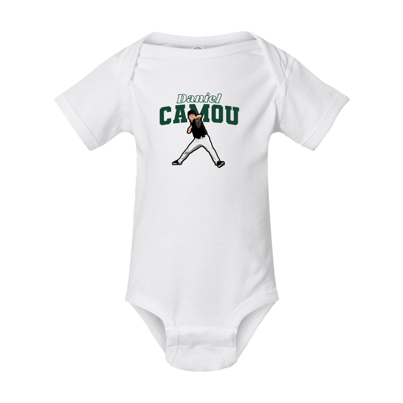 Baby Onesie — Name Arch in White