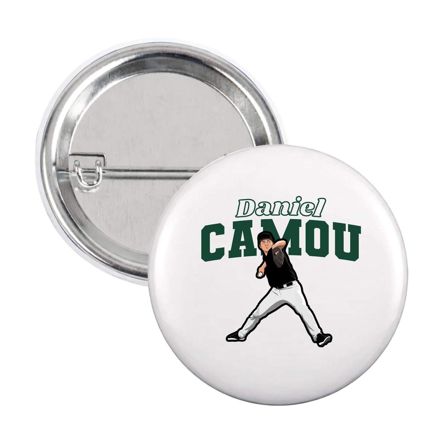 Game Day Button — Name Arch in White